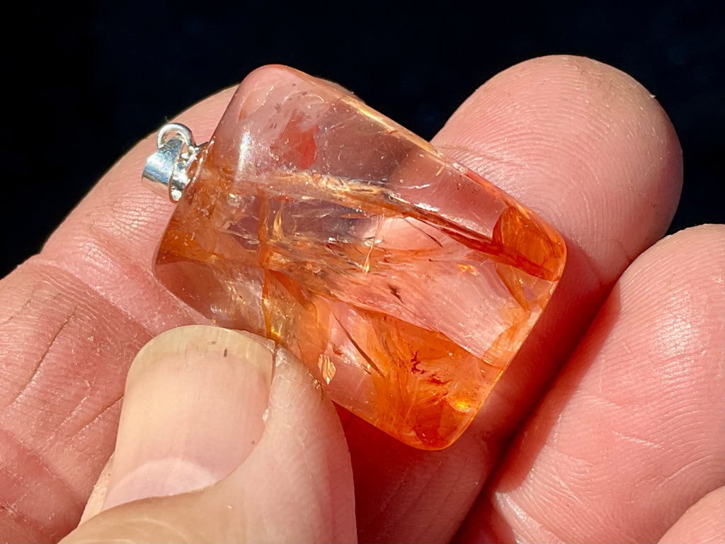 Fire Quartz Pillow Cabochon Pendant 1B