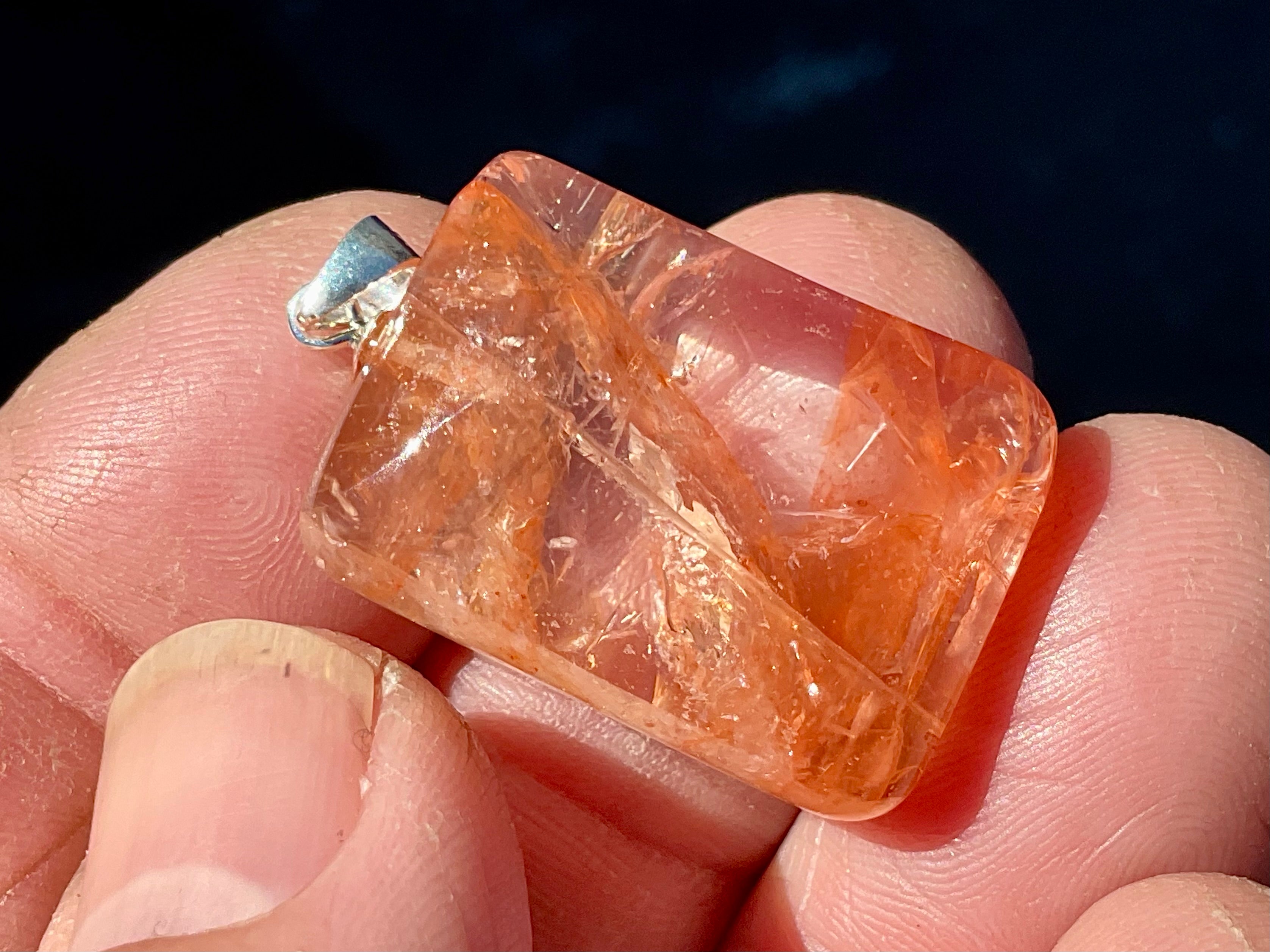 Fire Quartz Pillow Cabochon Pendant 1C