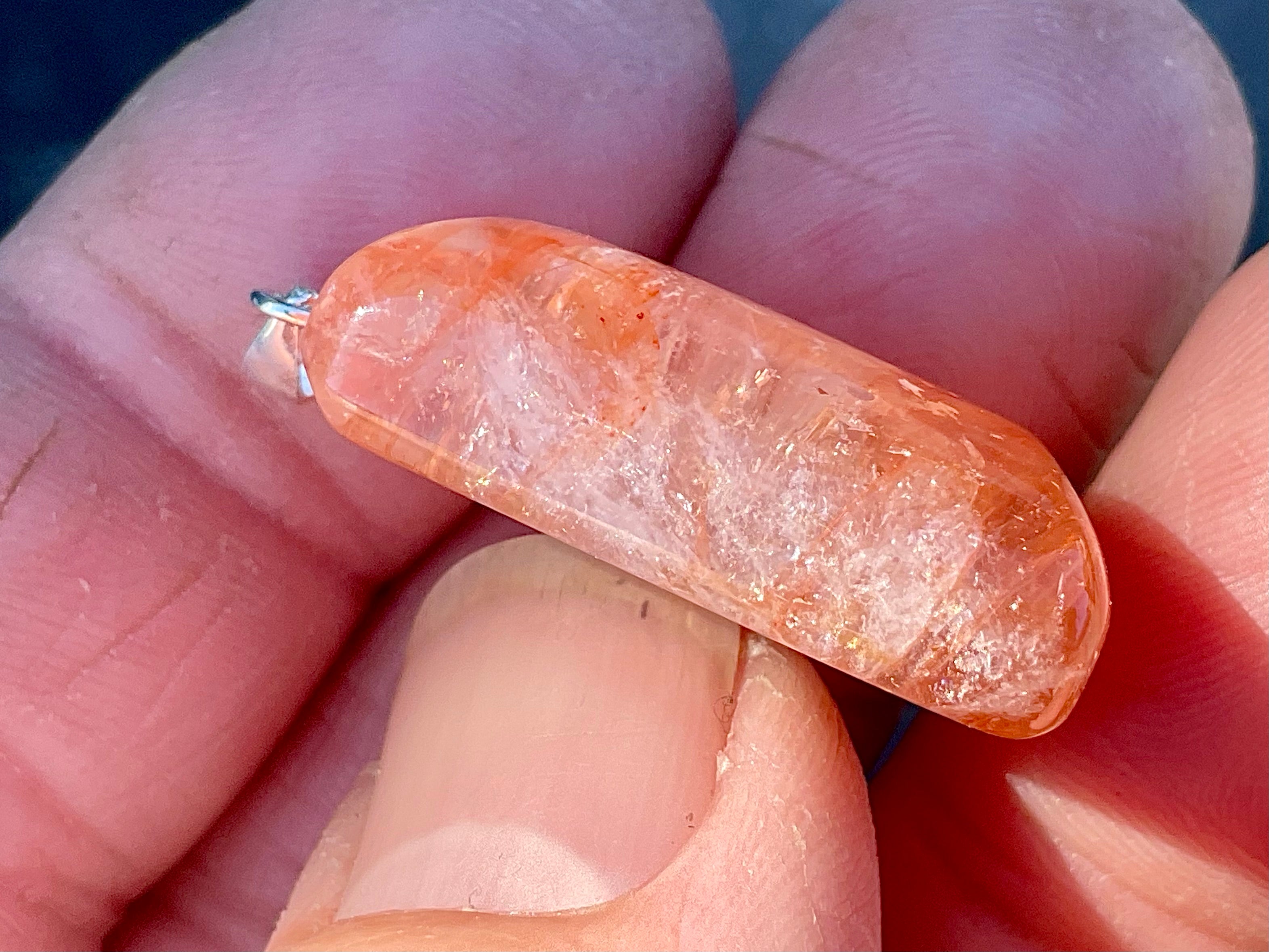 Fire Quartz Pillow Cabochon Pendant 1C