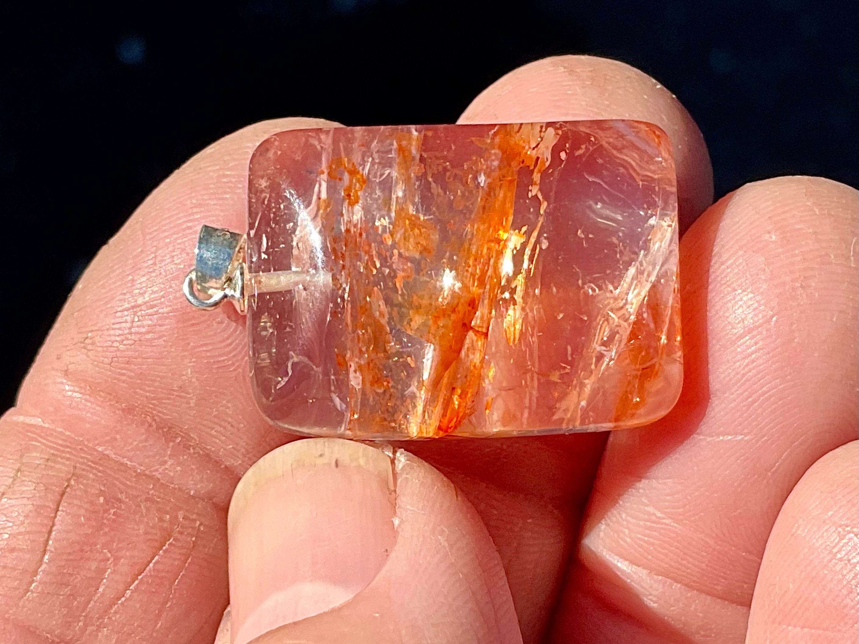 Fire Quartz Pillow Cabochon Pendant 2A