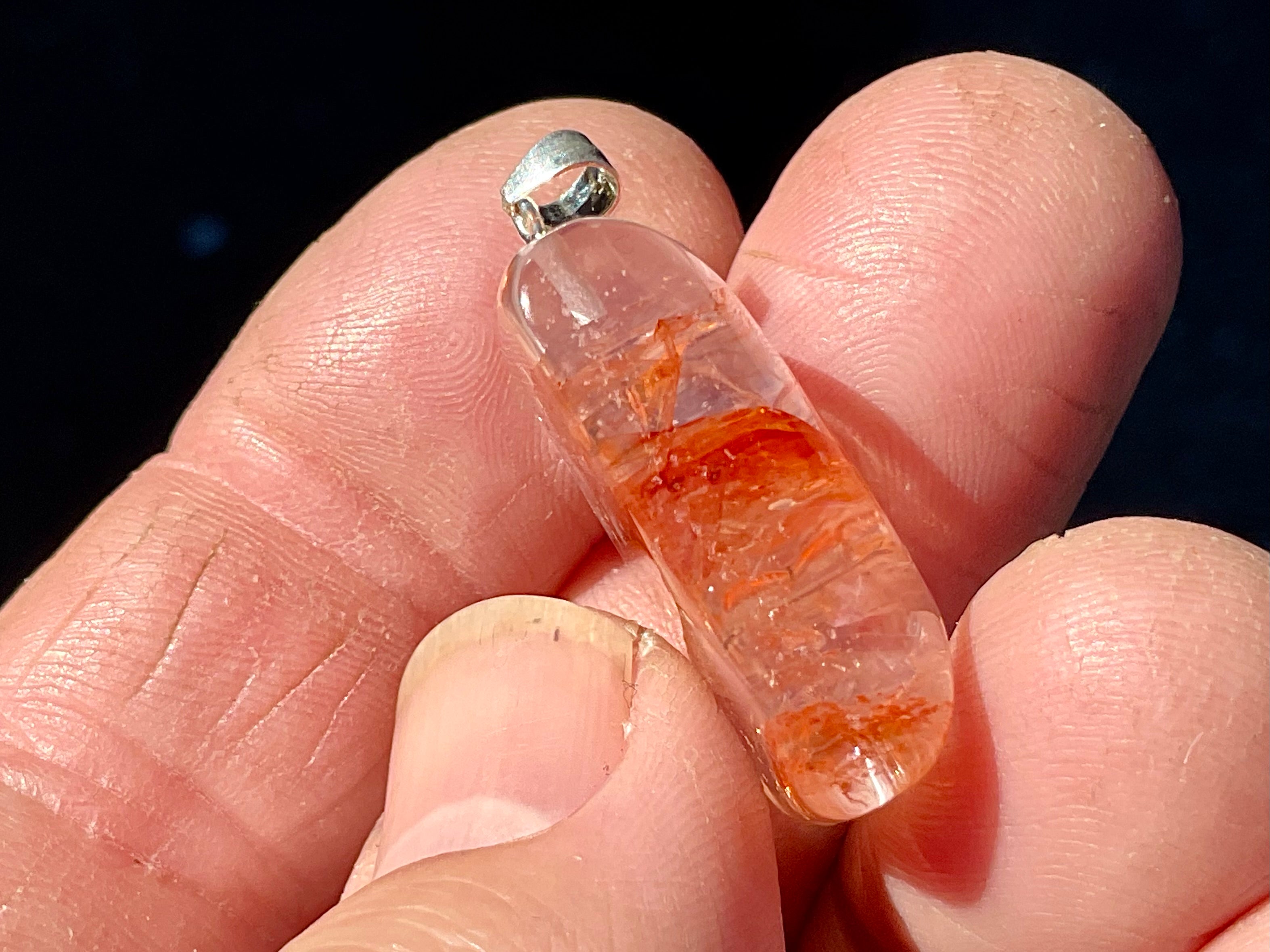 Fire Quartz Pillow Cabochon Pendant 2A