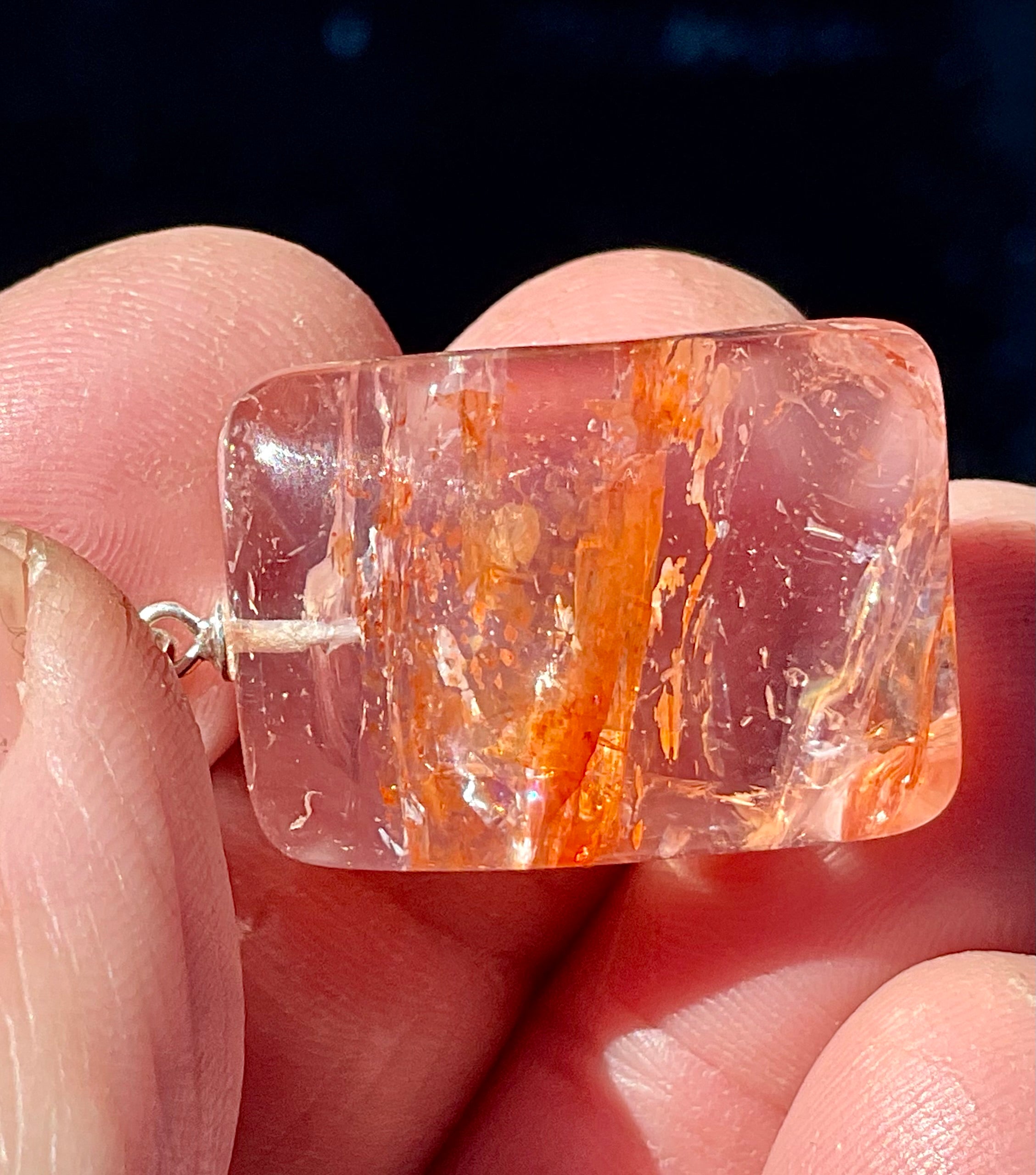 Fire Quartz Pillow Cabochon Pendant 2A