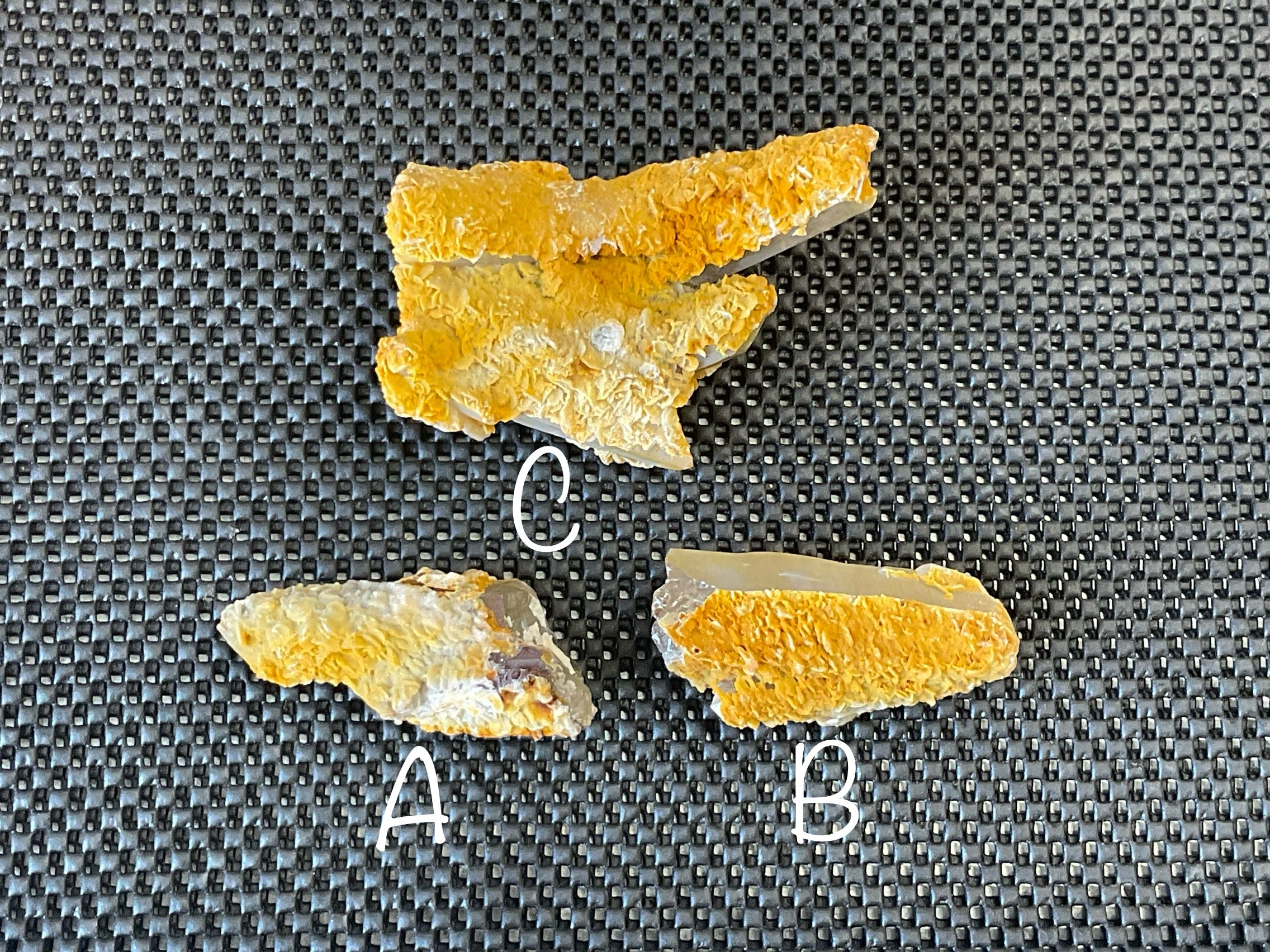 100g Yellow Petal Calcite on Quartz Points Specimen B