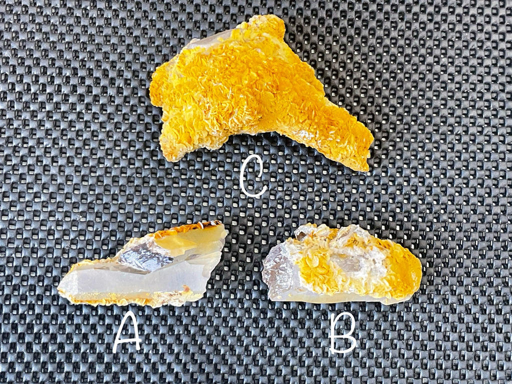 100g Yellow Petal Calcite on Quartz Points Specimen B