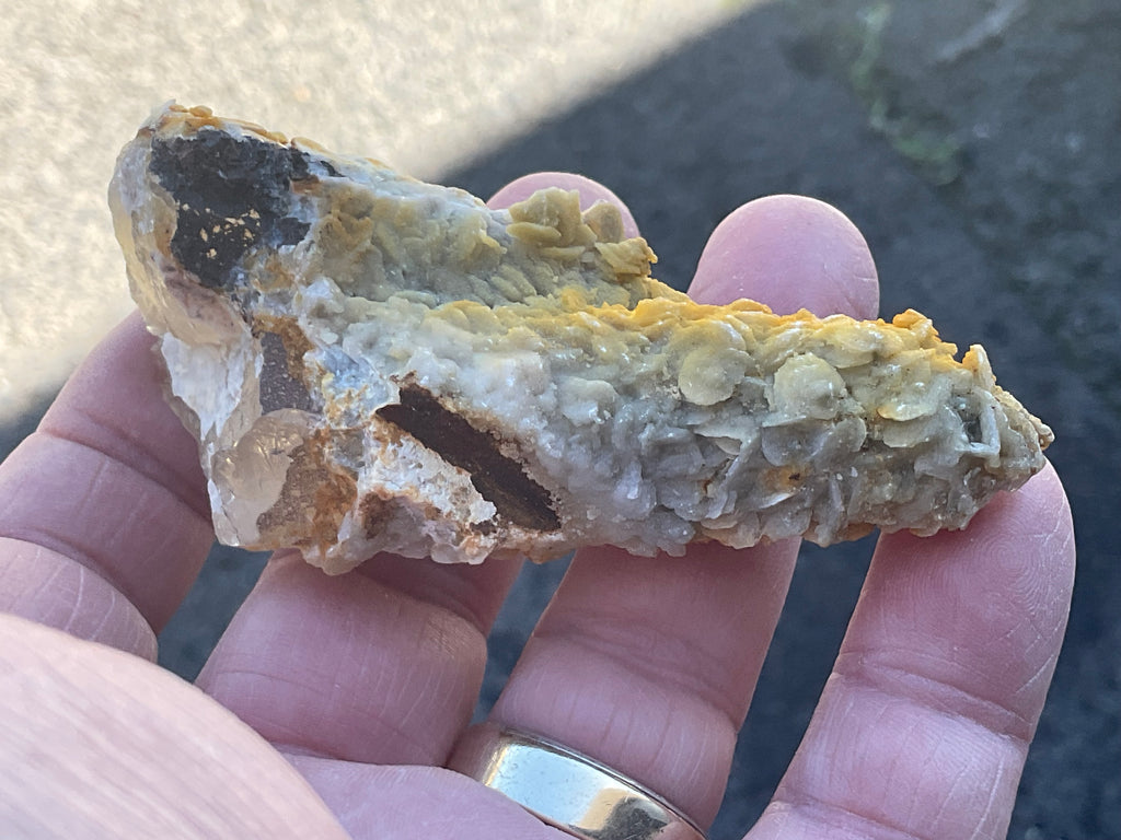 78g Yellow Petal Calcite on Quartz Point Specimen A
