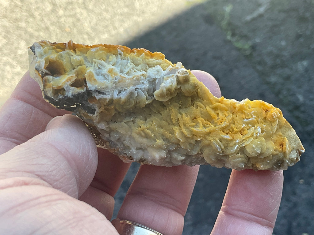 78g Yellow Petal Calcite on Quartz Point Specimen A