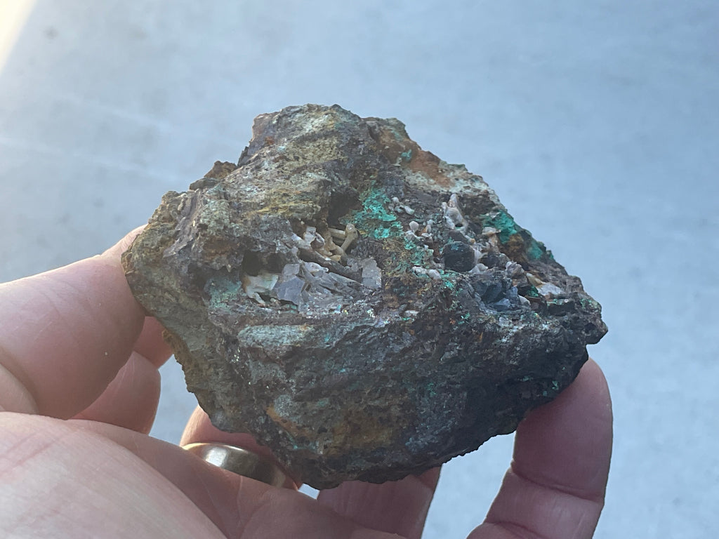 270g Malachite on Axinite (fe) with Chalcopyrite from Tasmania, Australia