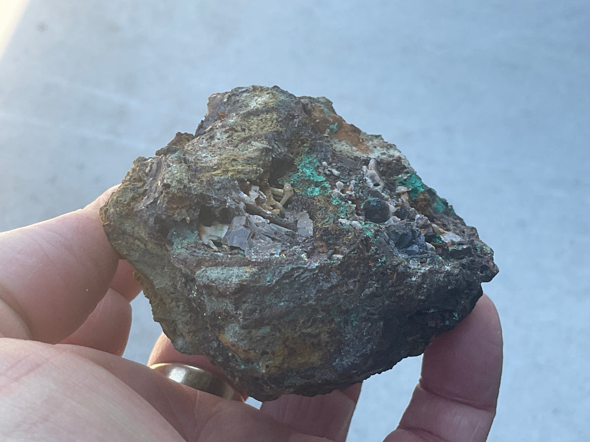 270g Malachite on Axinite (fe) with Chalcopyrite from Tasmania, Australia