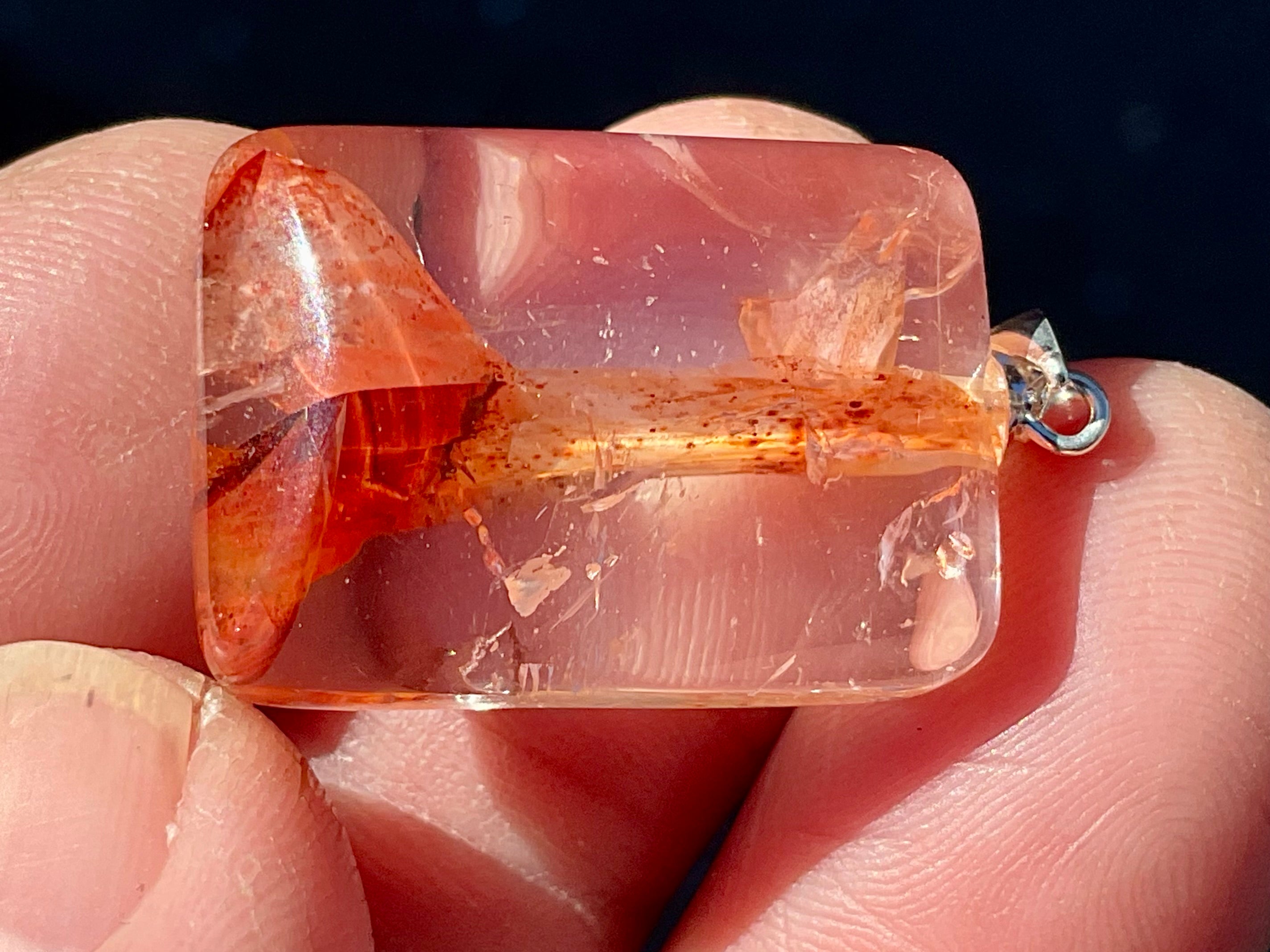 Fire Quartz Pillow Cabochon Pendant 2C
