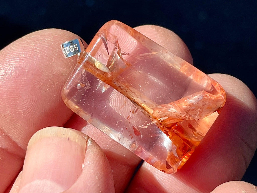 Fire Quartz Pillow Cabochon Pendant 2C