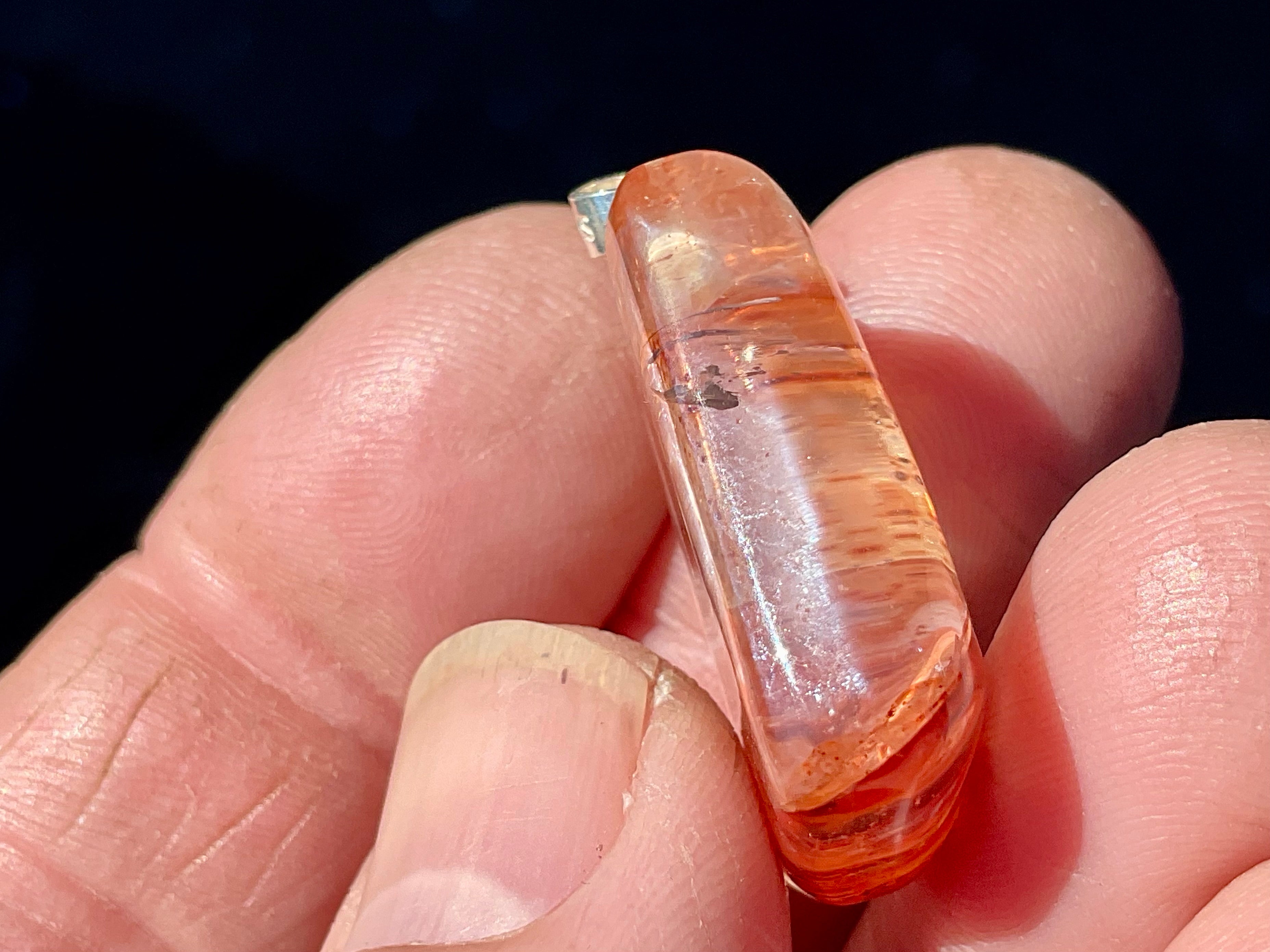 Fire Quartz Pillow Cabochon Pendant 2C