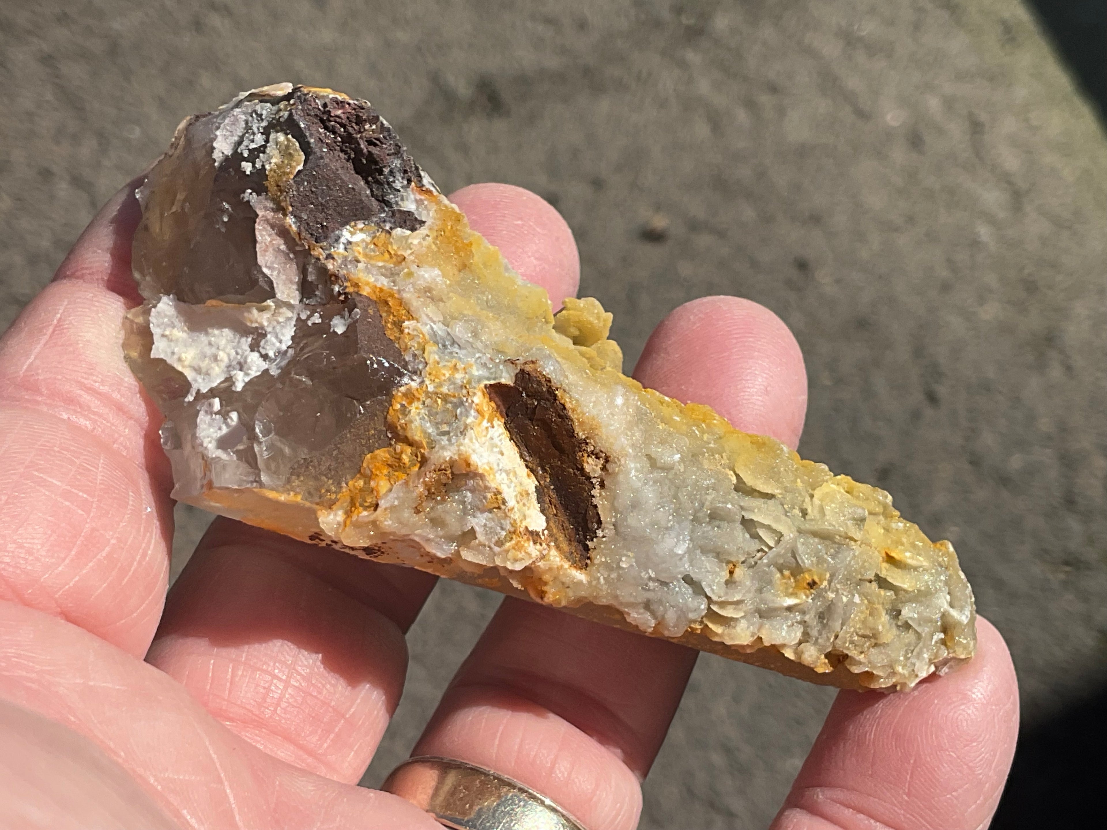 78g Yellow Petal Calcite on Quartz Point Specimen A