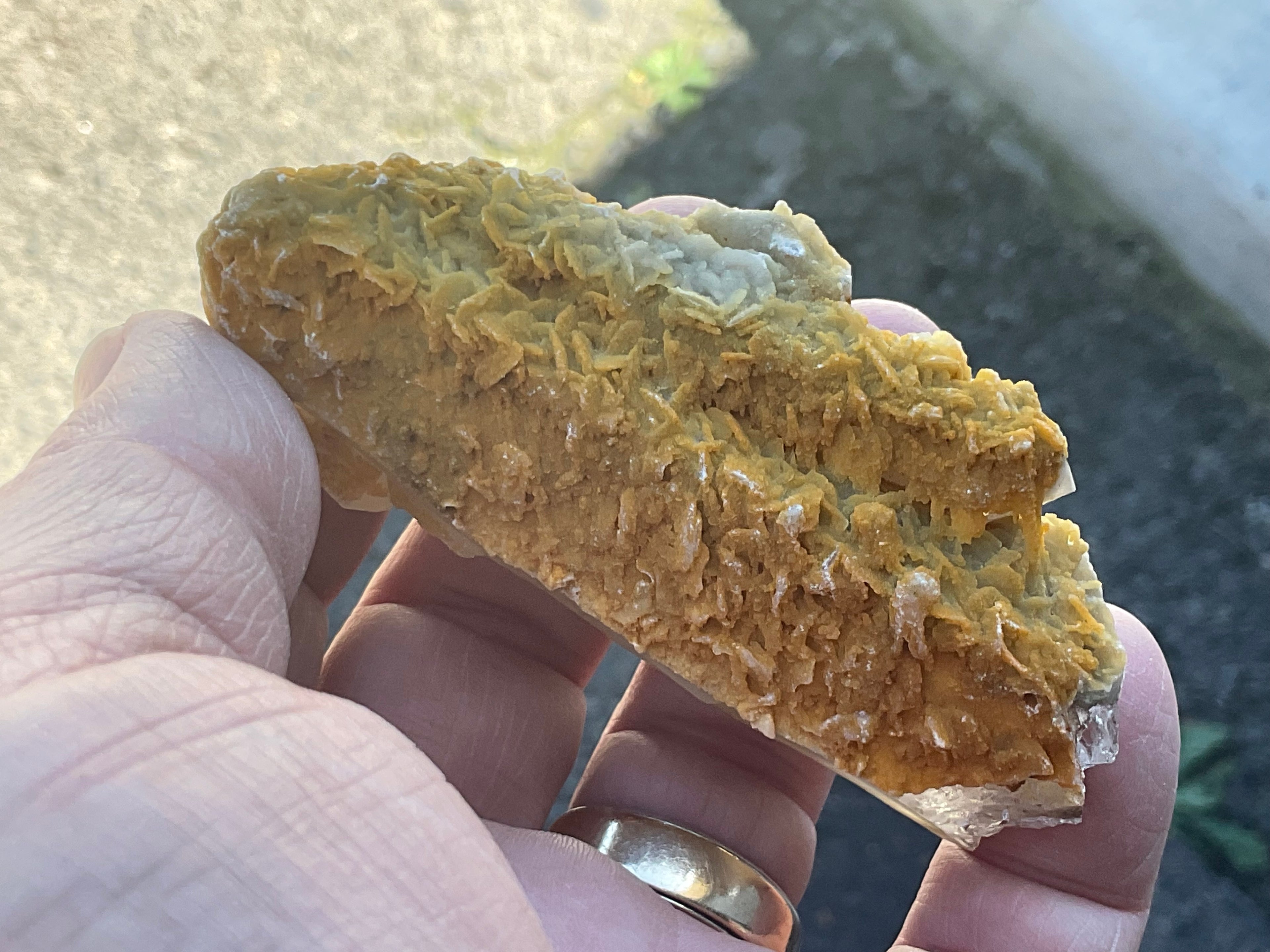 100g Yellow Petal Calcite on Quartz Points Specimen B