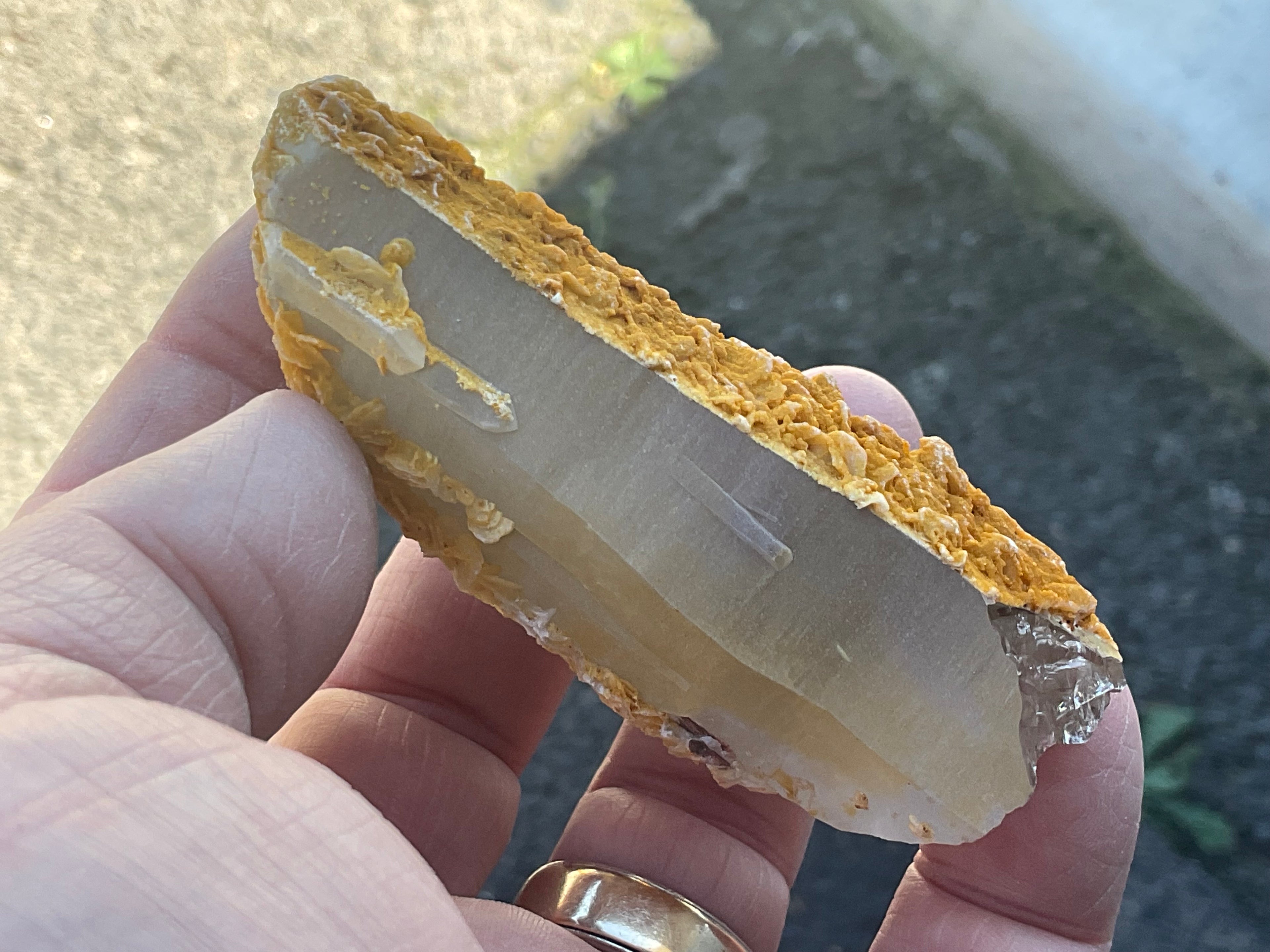 100g Yellow Petal Calcite on Quartz Points Specimen B