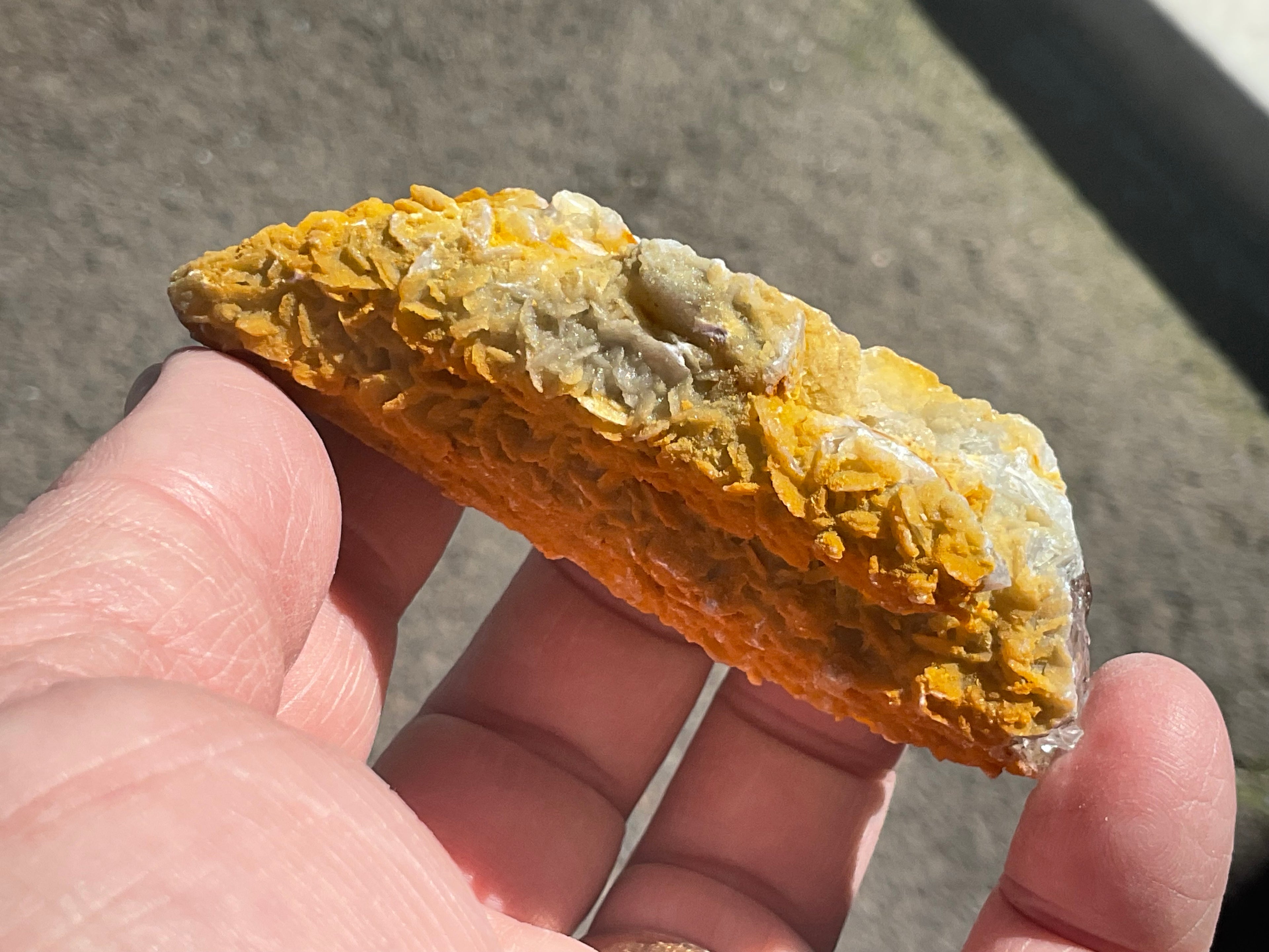 100g Yellow Petal Calcite on Quartz Points Specimen B