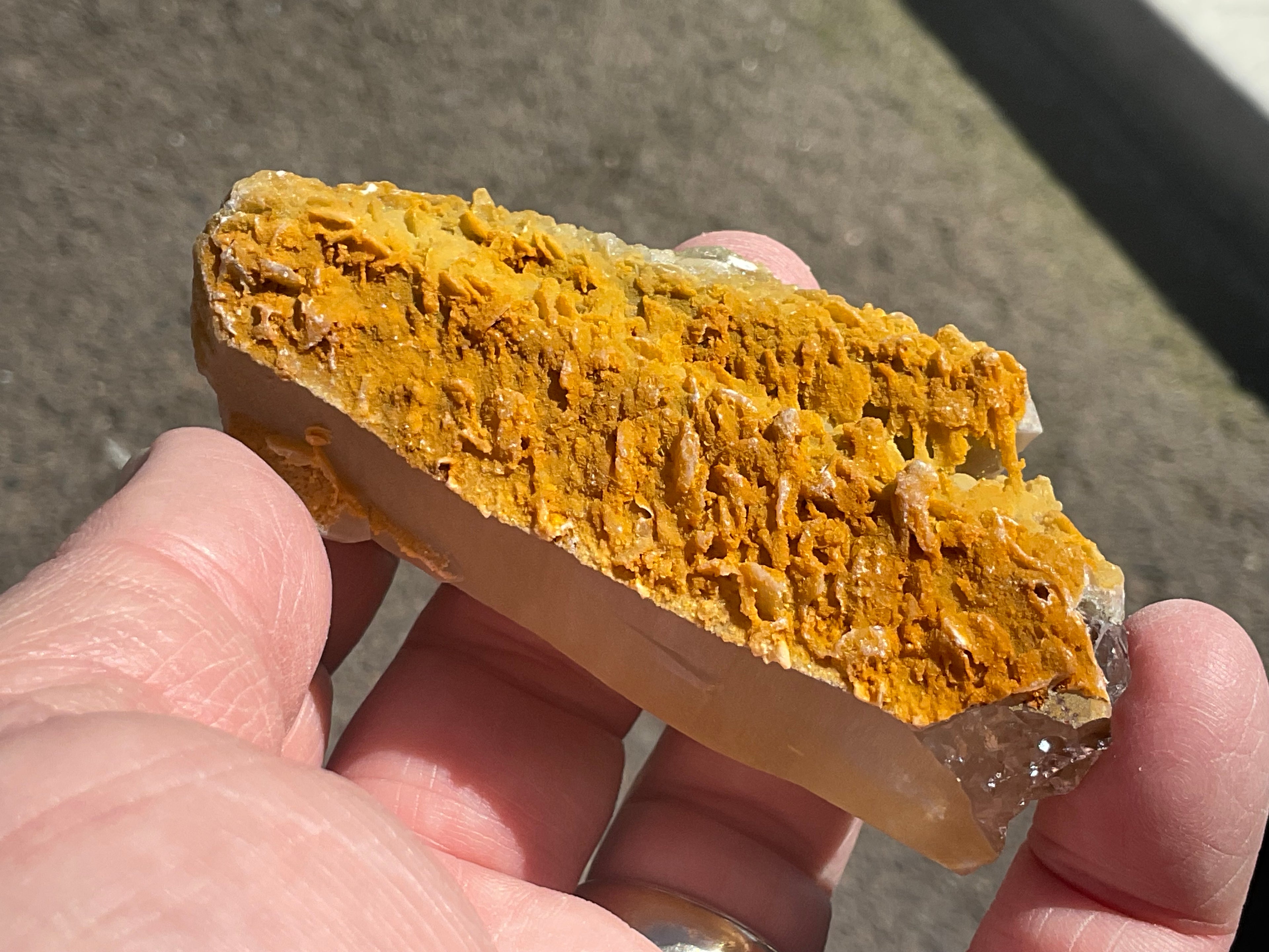 100g Yellow Petal Calcite on Quartz Points Specimen B