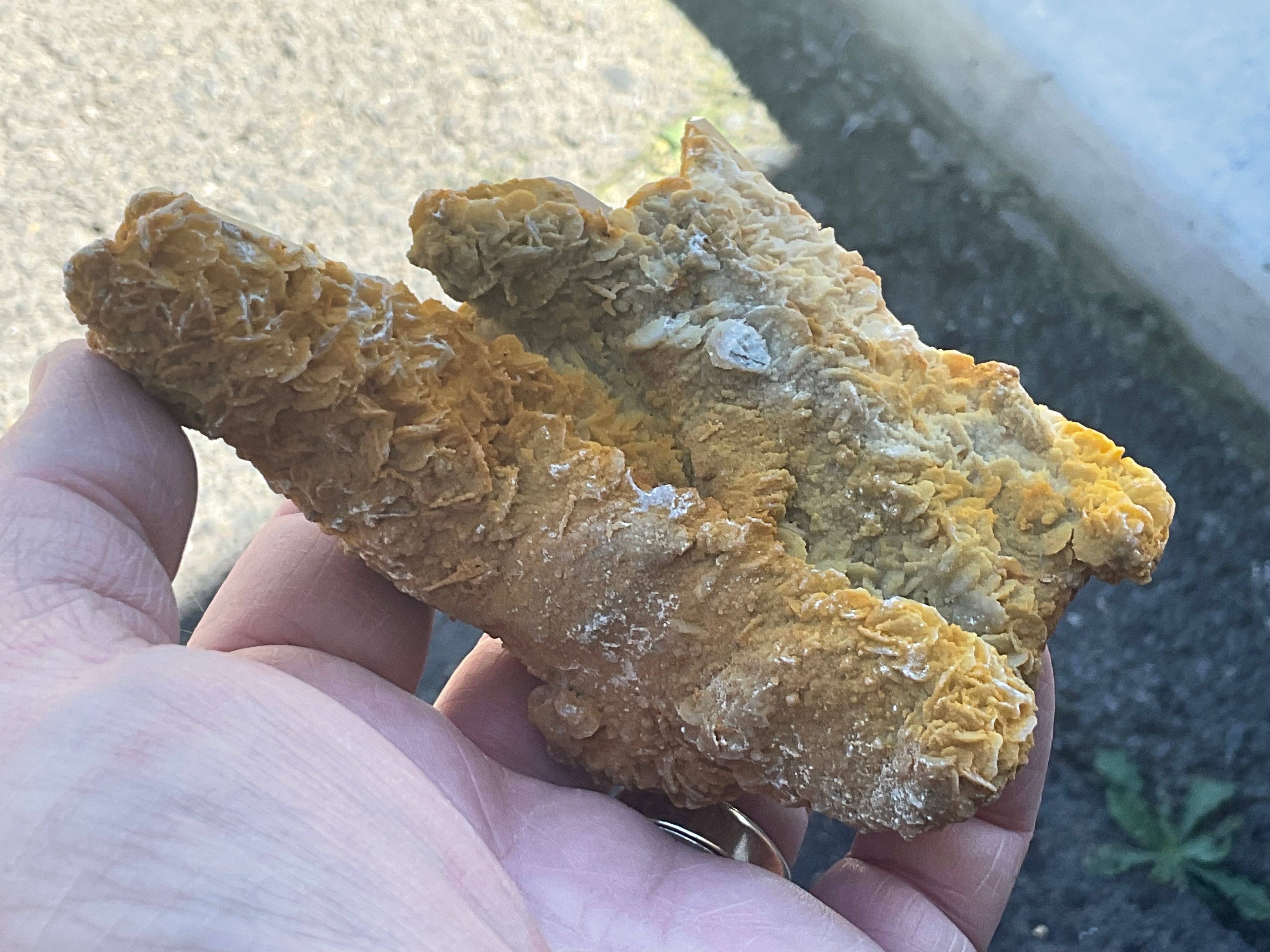 294g Yellow Petal Calcite on Quartz Points Specimen C