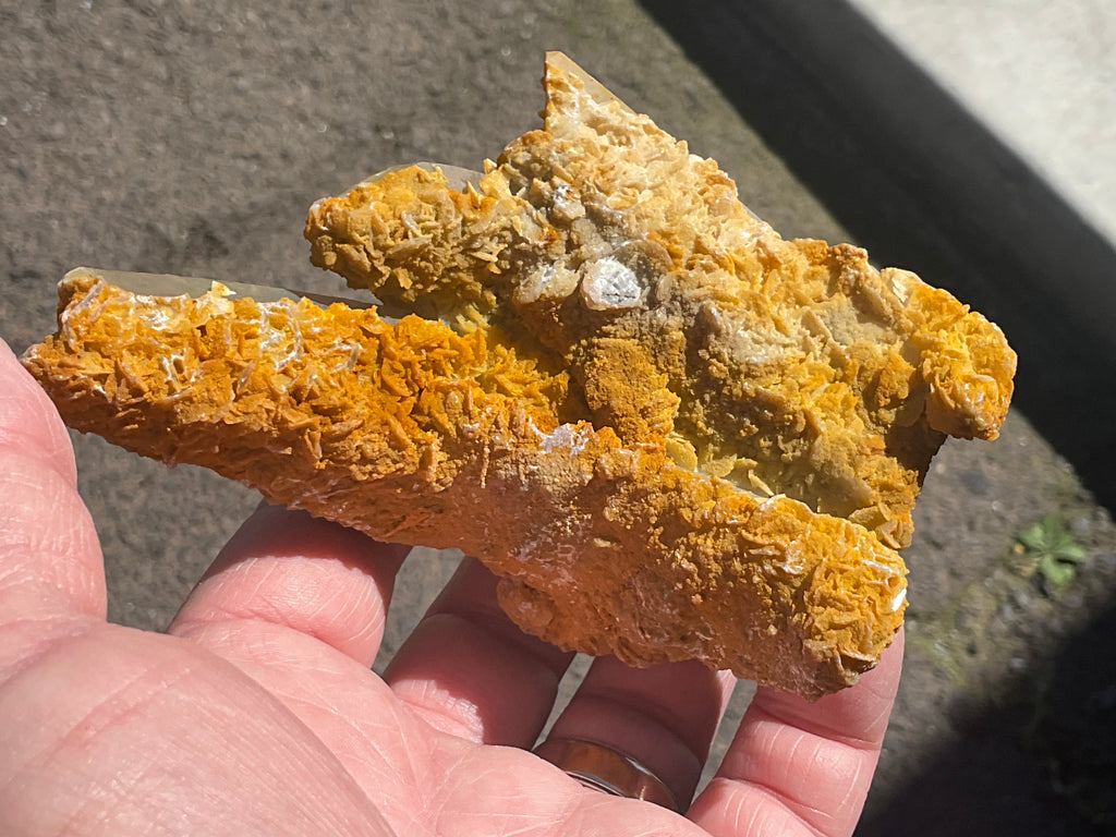 294g Yellow Petal Calcite on Quartz Points Specimen C