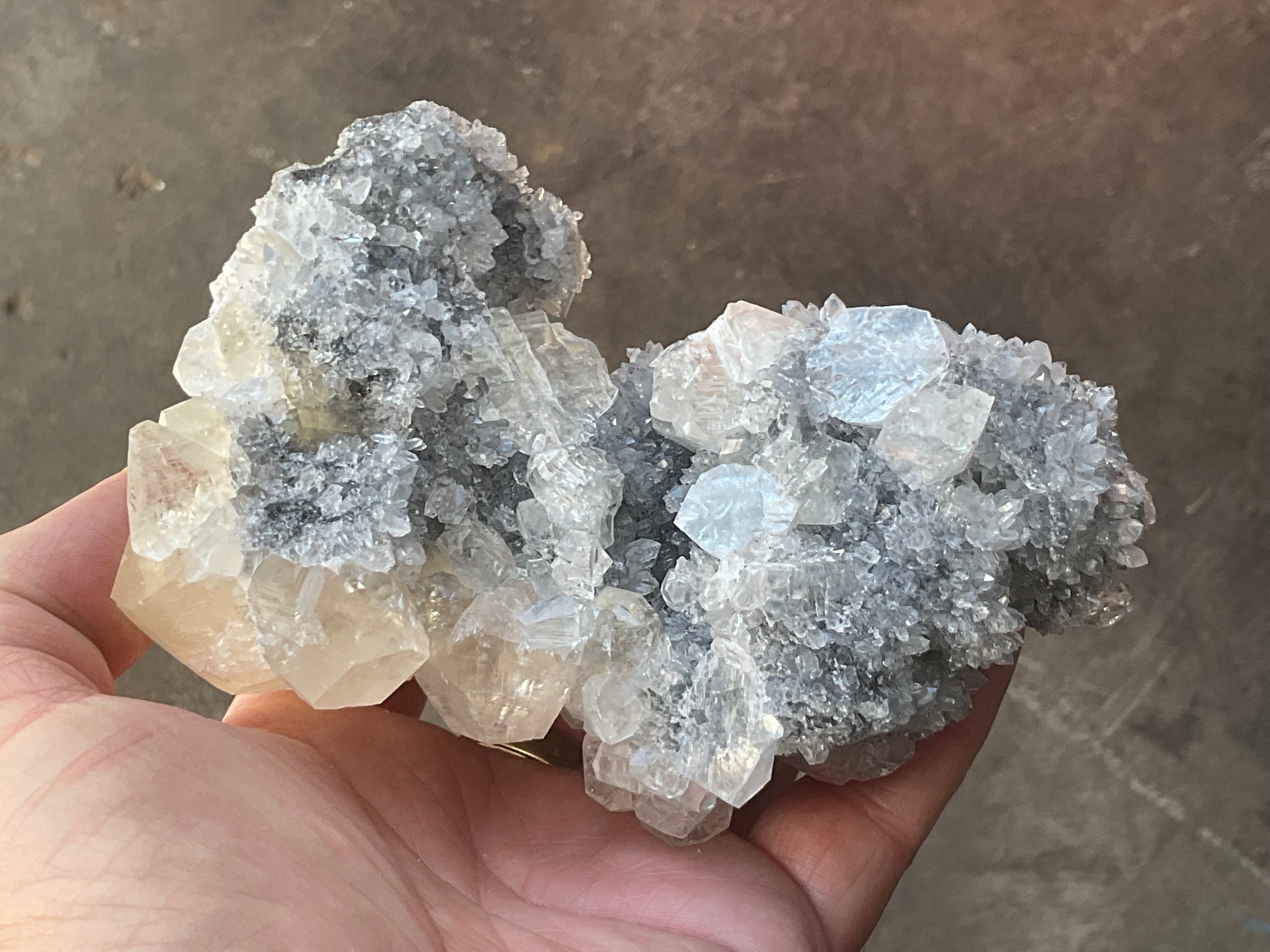 578g Large Diamond Calcite on Needle Quartz Specimen 3B from Fujian, China