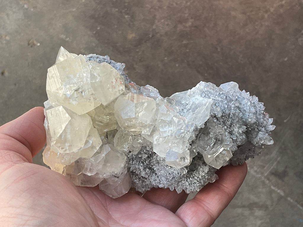 578g Large Diamond Calcite on Needle Quartz Specimen 3B from Fujian, China