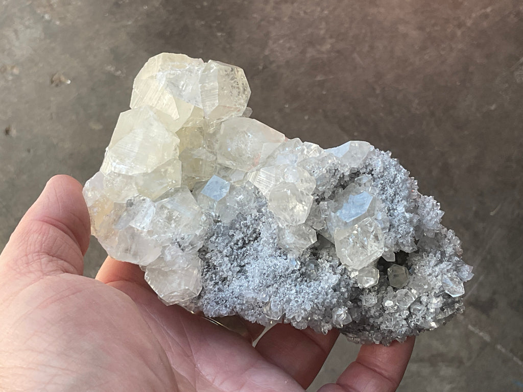578g Large Diamond Calcite on Needle Quartz Specimen 3B from Fujian, China