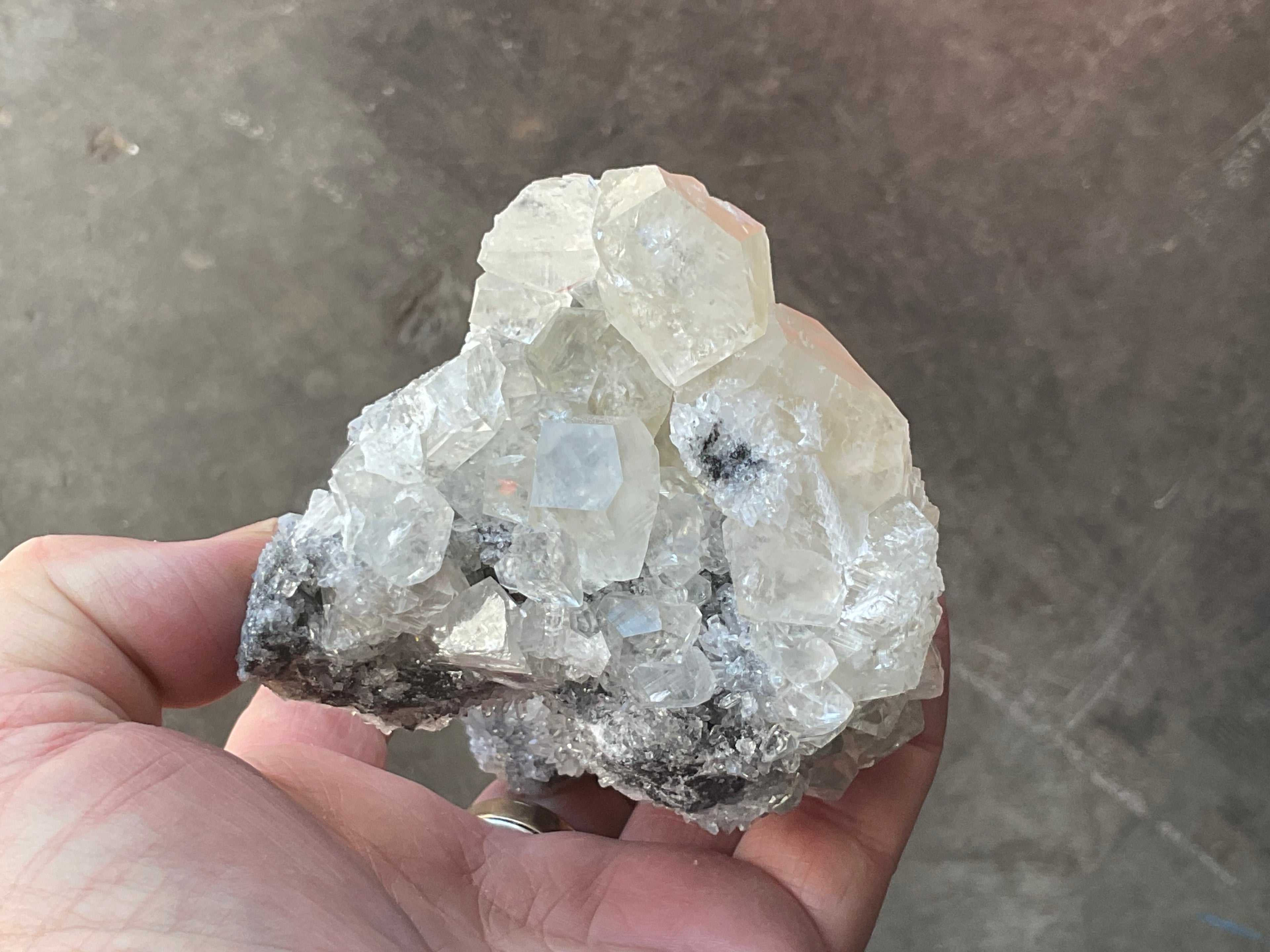 578g Large Diamond Calcite on Needle Quartz Specimen 3B from Fujian, China