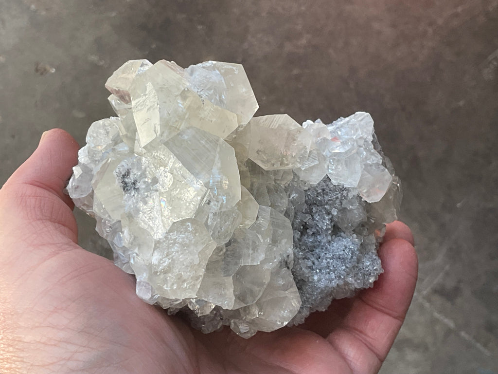 578g Large Diamond Calcite on Needle Quartz Specimen 3B from Fujian, China