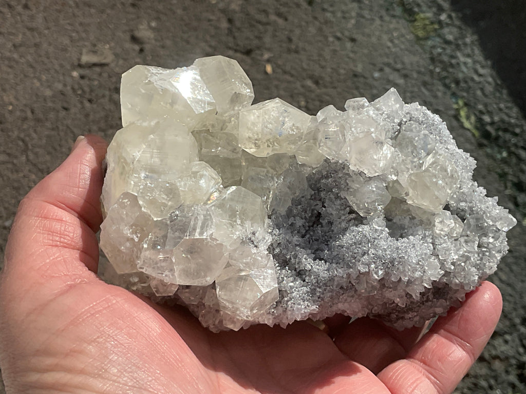 578g Large Diamond Calcite on Needle Quartz Specimen 3B from Fujian, China