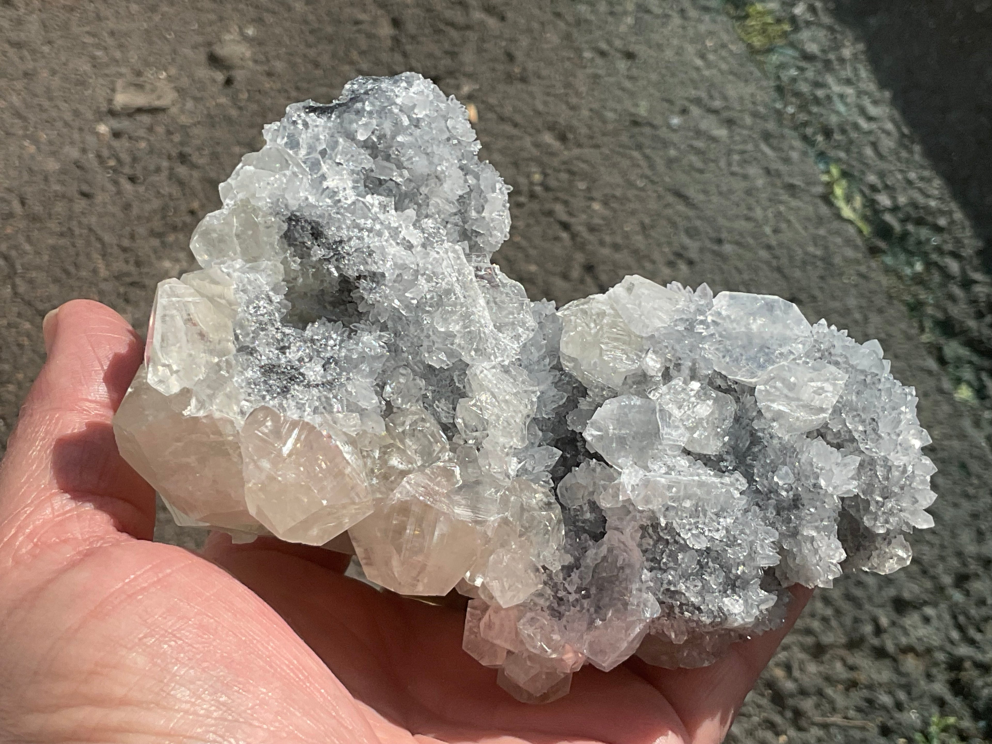 578g Large Diamond Calcite on Needle Quartz Specimen 3B from Fujian, China