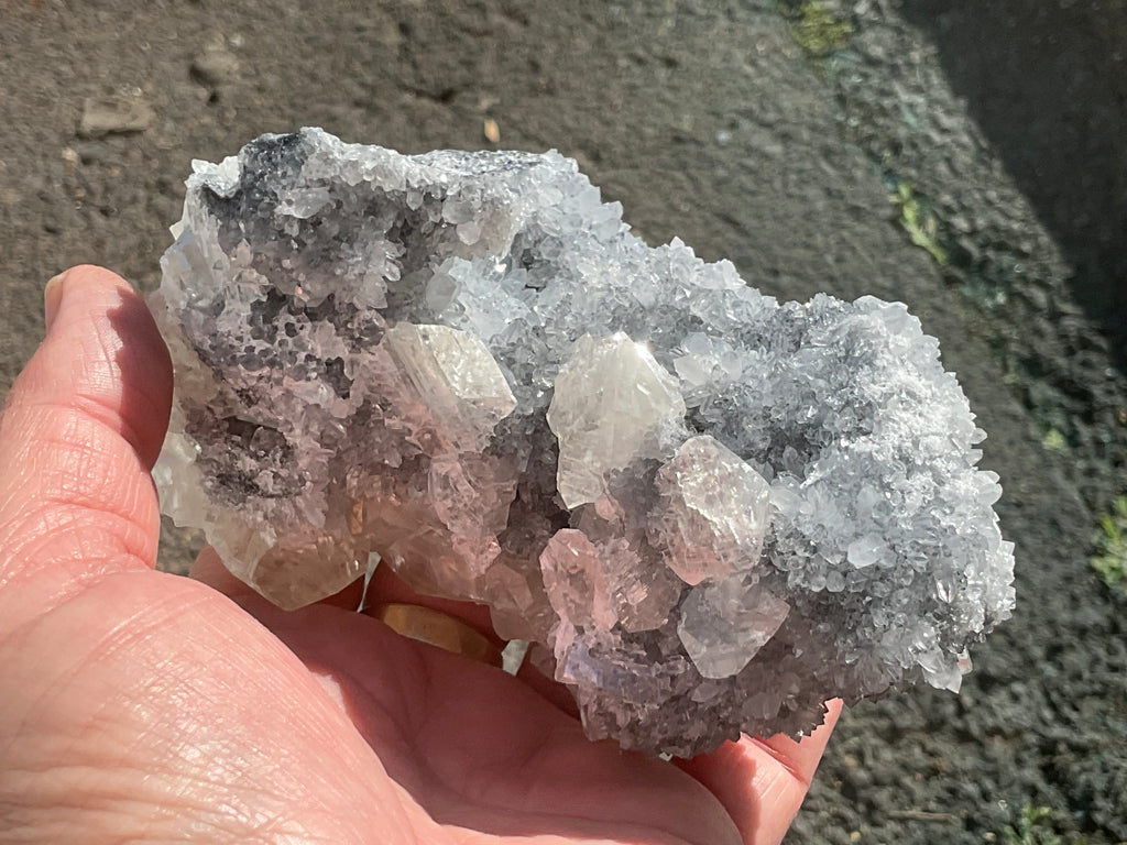 578g Large Diamond Calcite on Needle Quartz Specimen 3B from Fujian, China