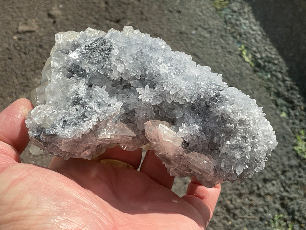 578g Large Diamond Calcite on Needle Quartz Specimen 3B from Fujian, China