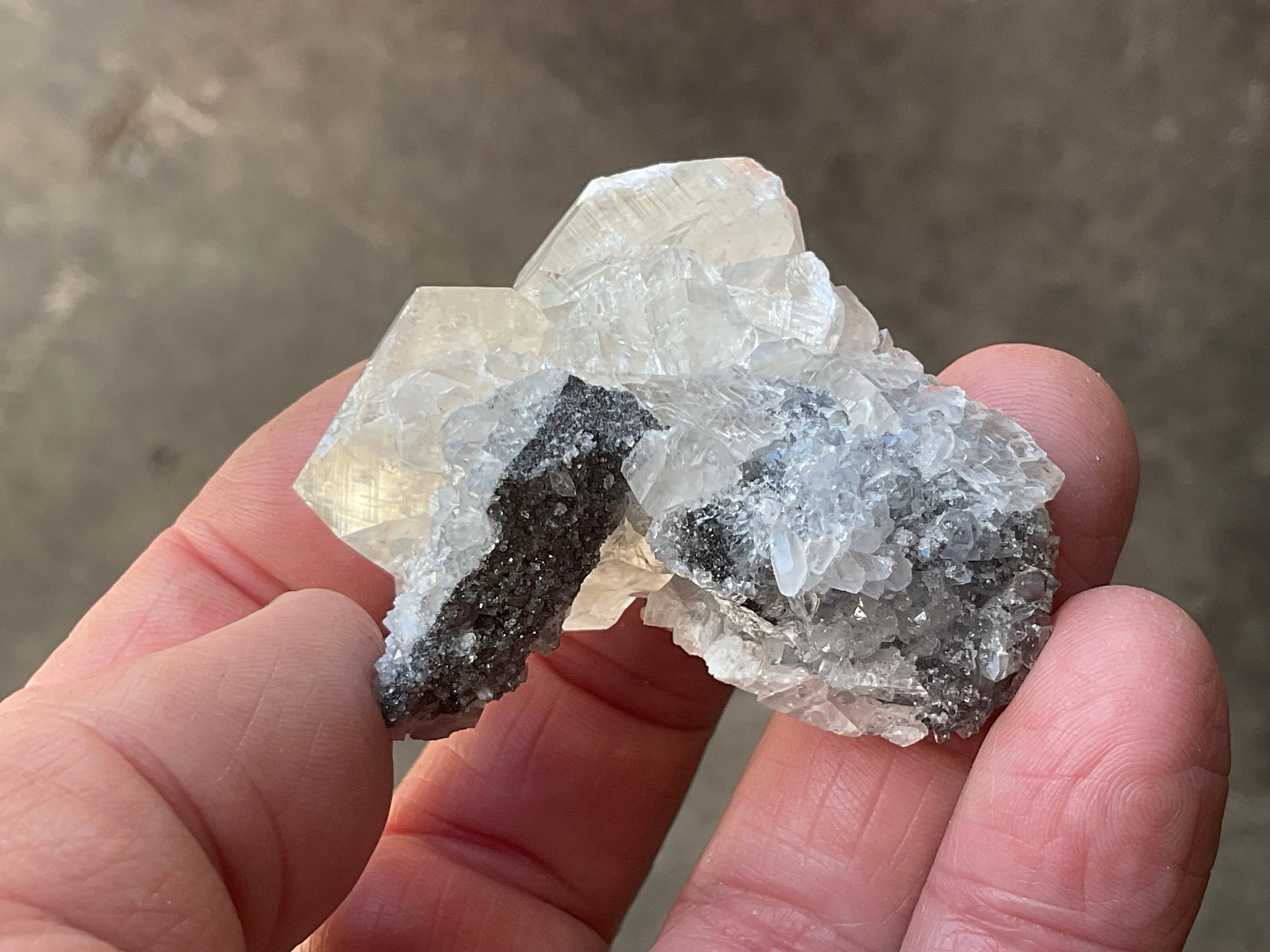 48g Large Diamond Calcite on Quartz Specimen 1A from Fujian, China