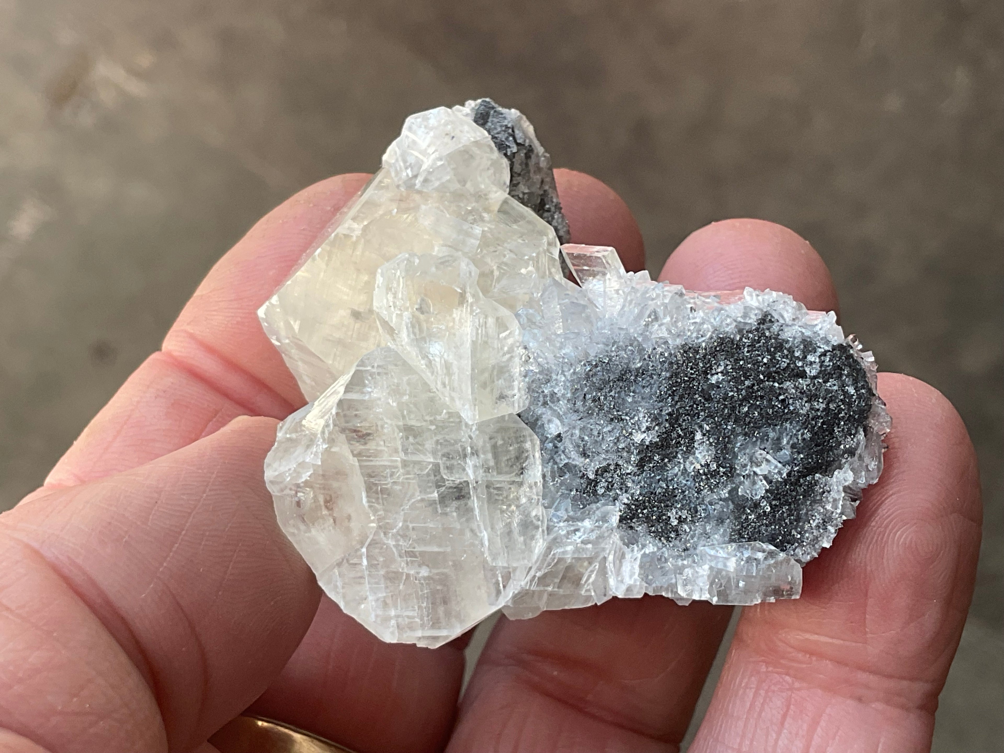 48g Large Diamond Calcite on Quartz Specimen 1A from Fujian, China