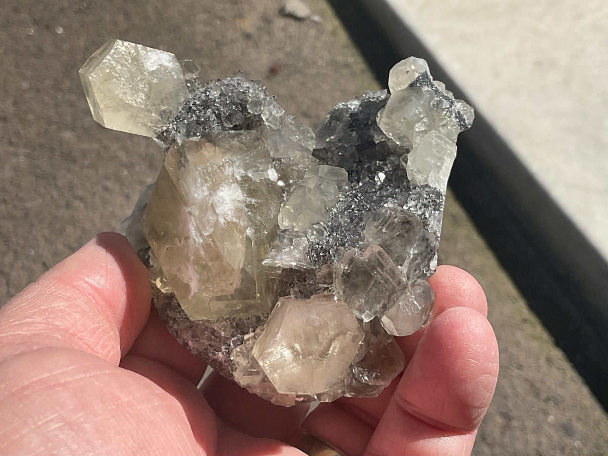 216g Large Diamond Calcite on Quartz Specimen A from Fujian, China