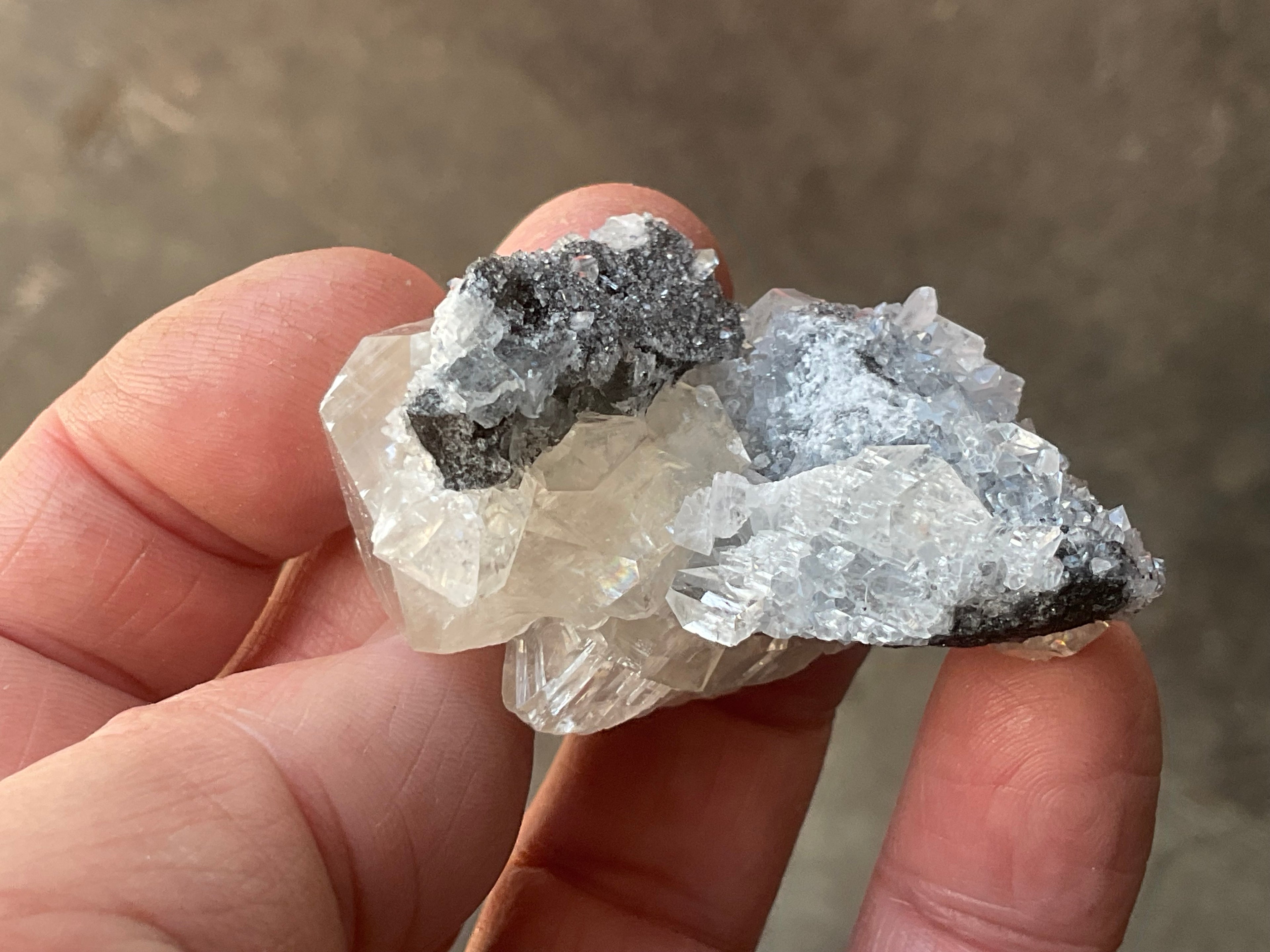 48g Large Diamond Calcite on Quartz Specimen 1A from Fujian, China