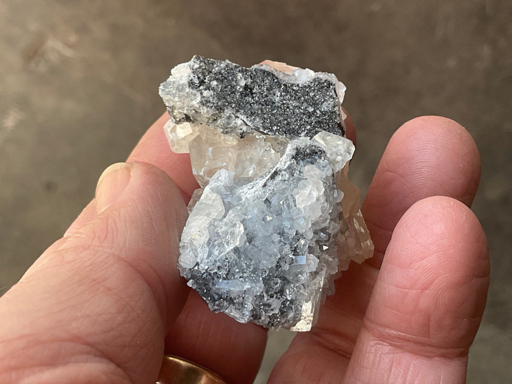48g Large Diamond Calcite on Quartz Specimen 1A from Fujian, China