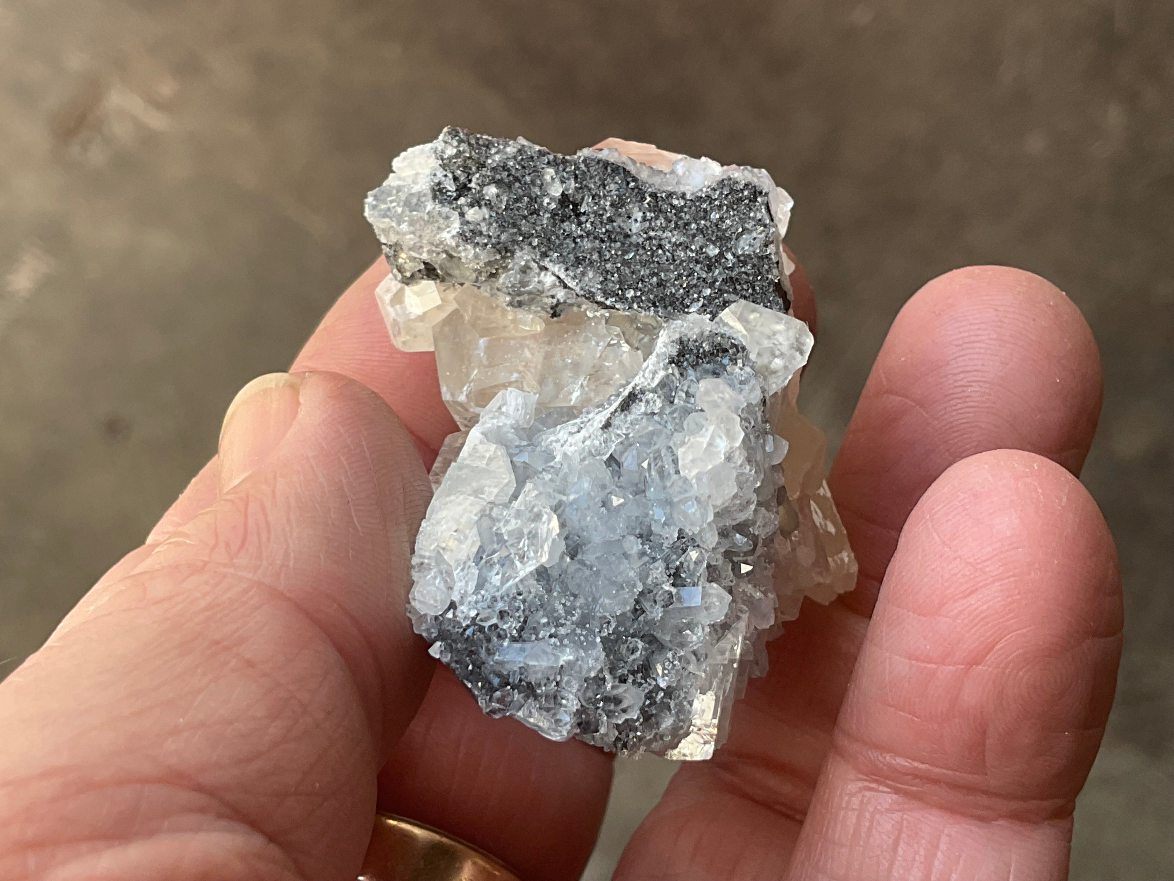 48g Large Diamond Calcite on Quartz Specimen 1A from Fujian, China