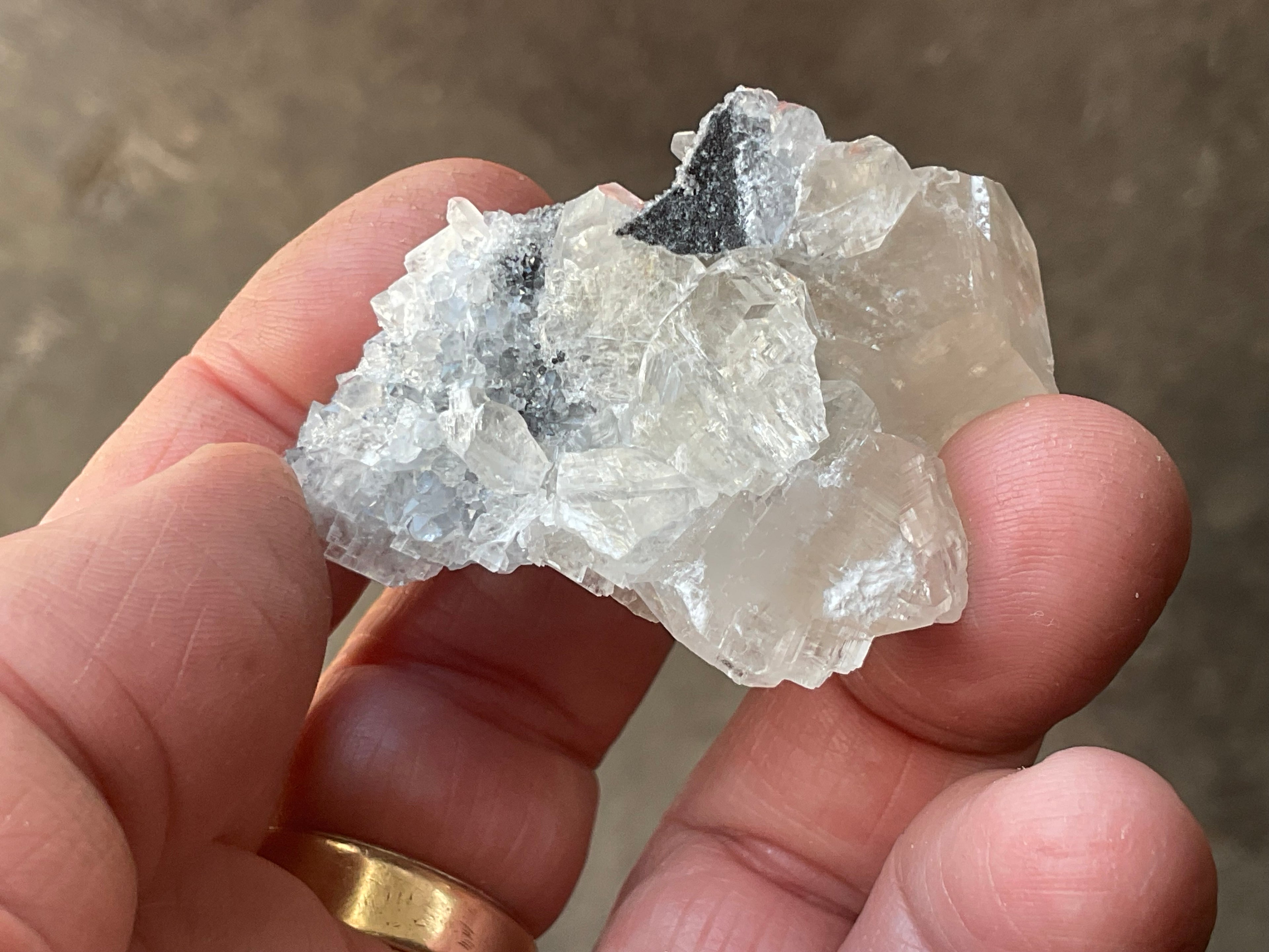 48g Large Diamond Calcite on Quartz Specimen 1A from Fujian, China