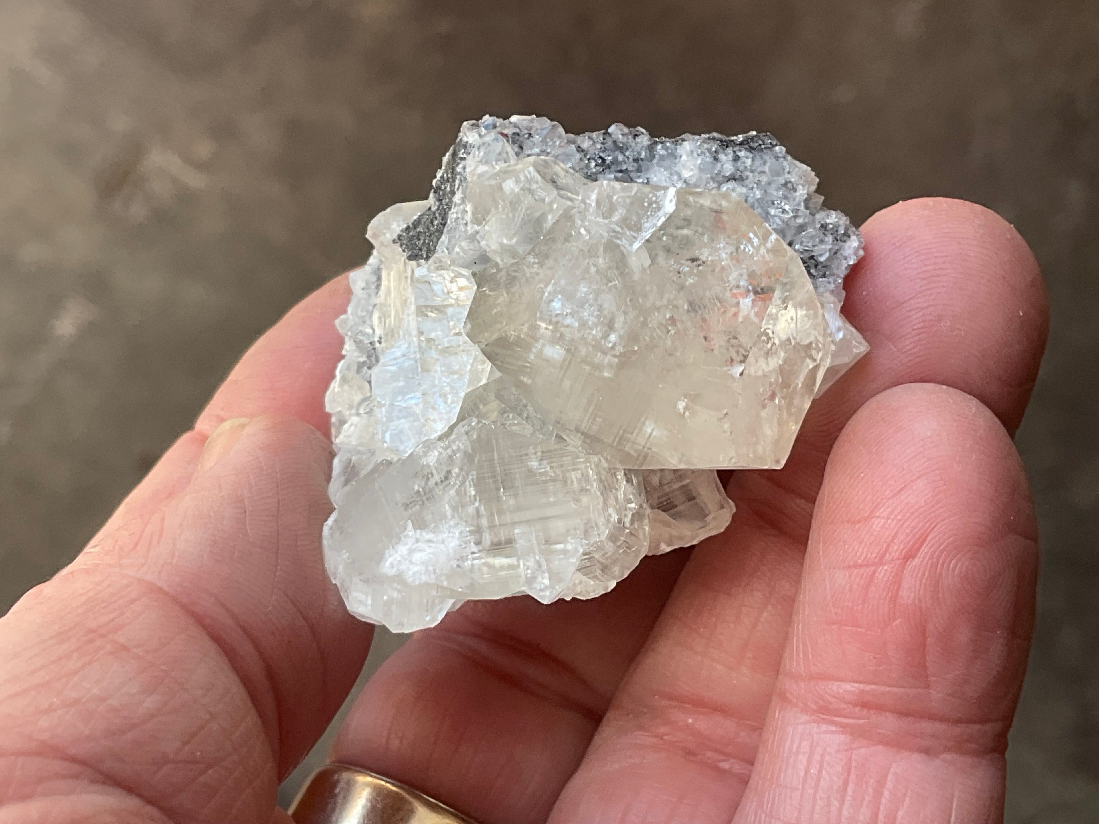48g Large Diamond Calcite on Quartz Specimen 1A from Fujian, China