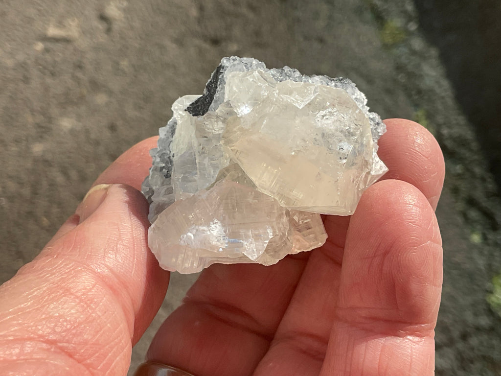 48g Large Diamond Calcite on Quartz Specimen 1A from Fujian, China