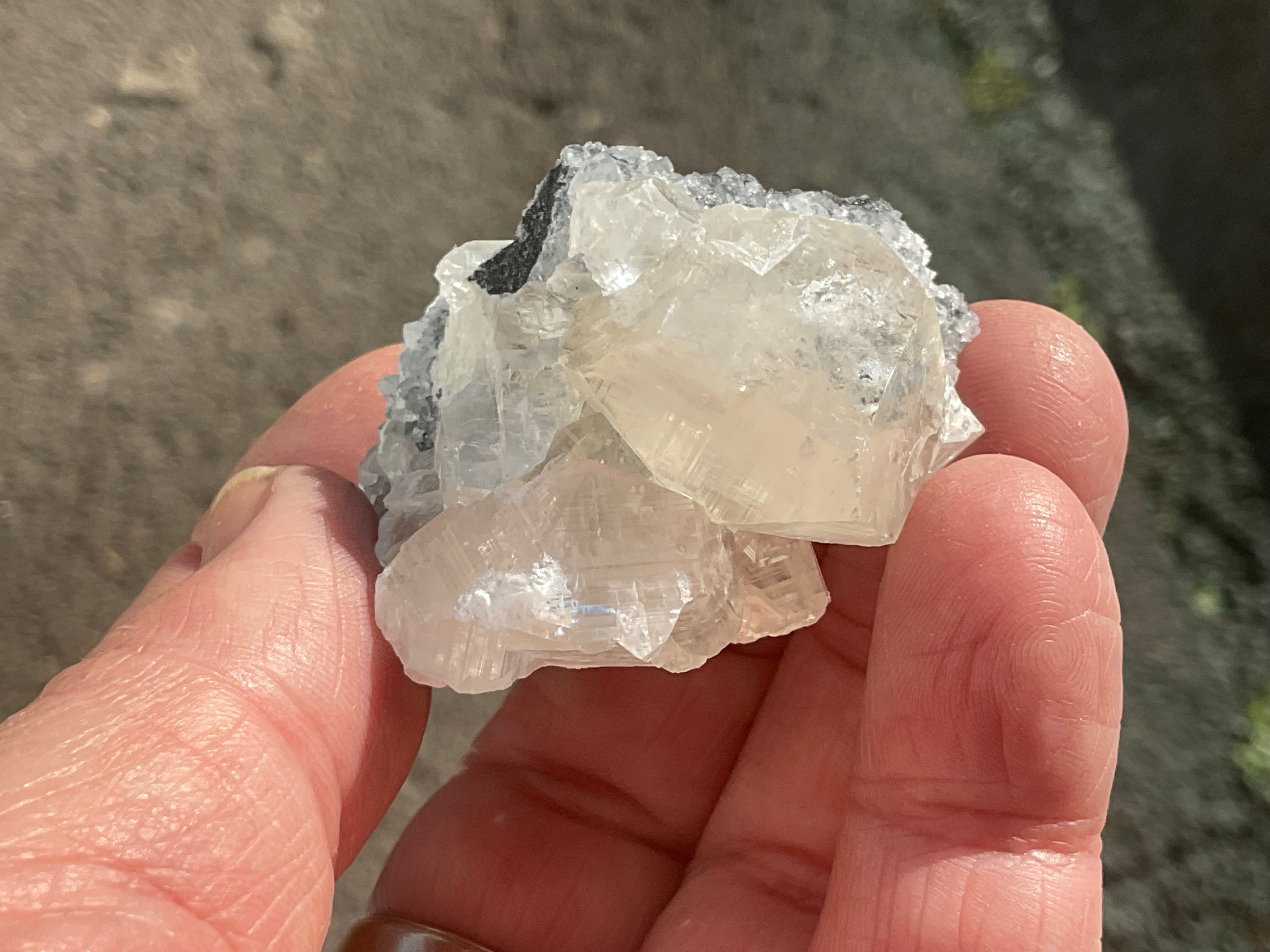 48g Large Diamond Calcite on Quartz Specimen 1A from Fujian, China