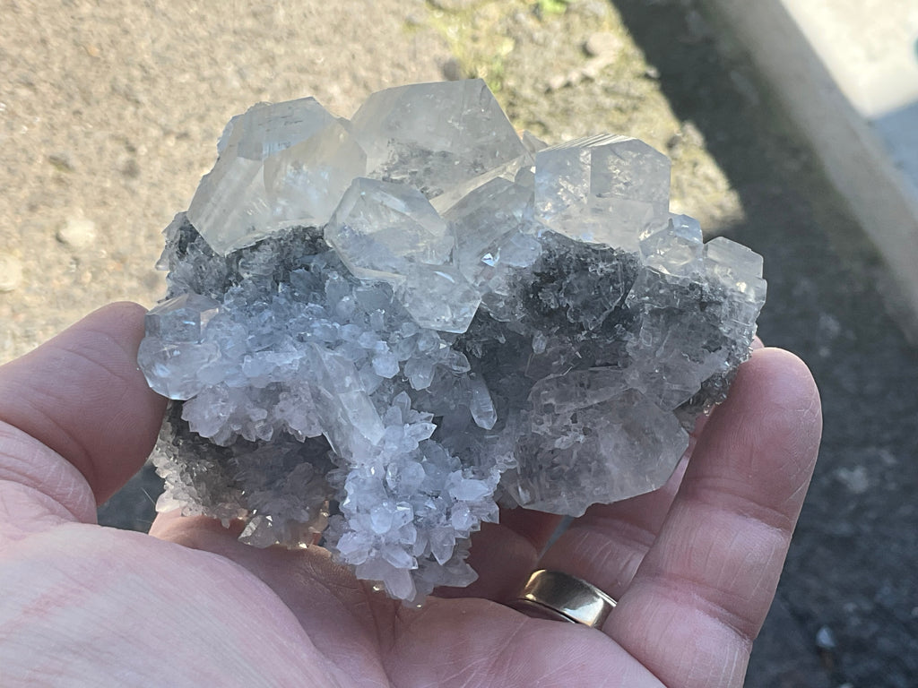 RESERVED FOR STEPH **376g Large Diamond Calcite on Quartz Specimen B from Fujian, China