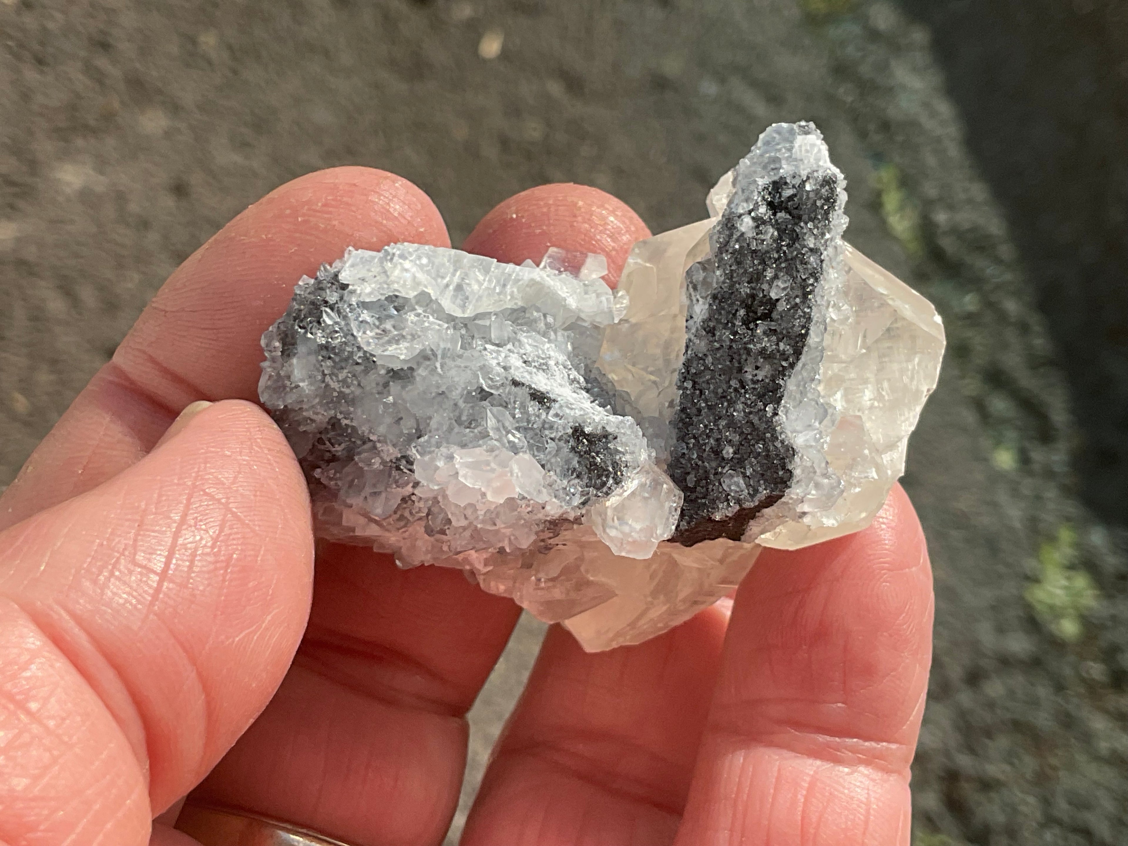 48g Large Diamond Calcite on Quartz Specimen 1A from Fujian, China