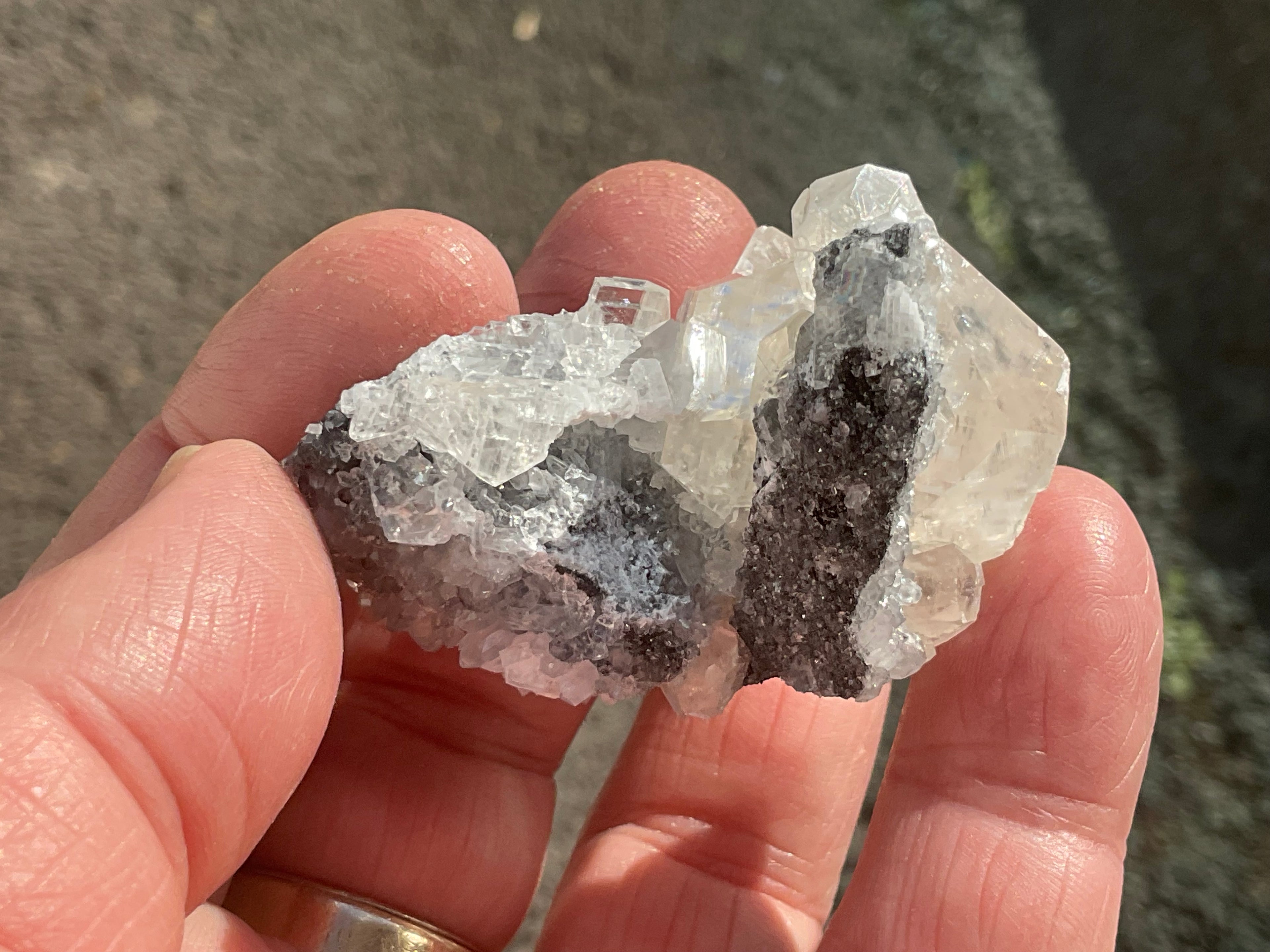 48g Large Diamond Calcite on Quartz Specimen 1A from Fujian, China