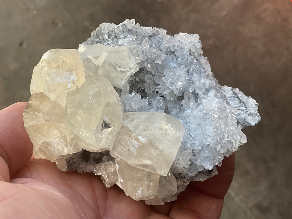 312g Large Diamond Calcite on Needle Quartz 3A from Fujian, China