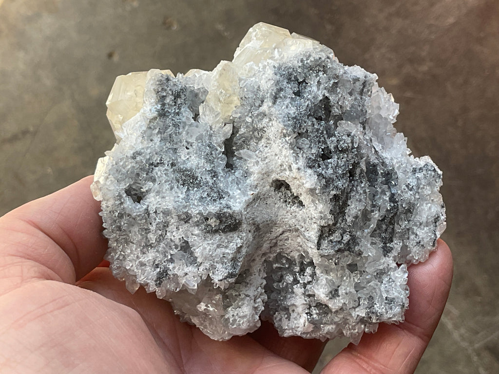 312g Large Diamond Calcite on Needle Quartz 3A from Fujian, China