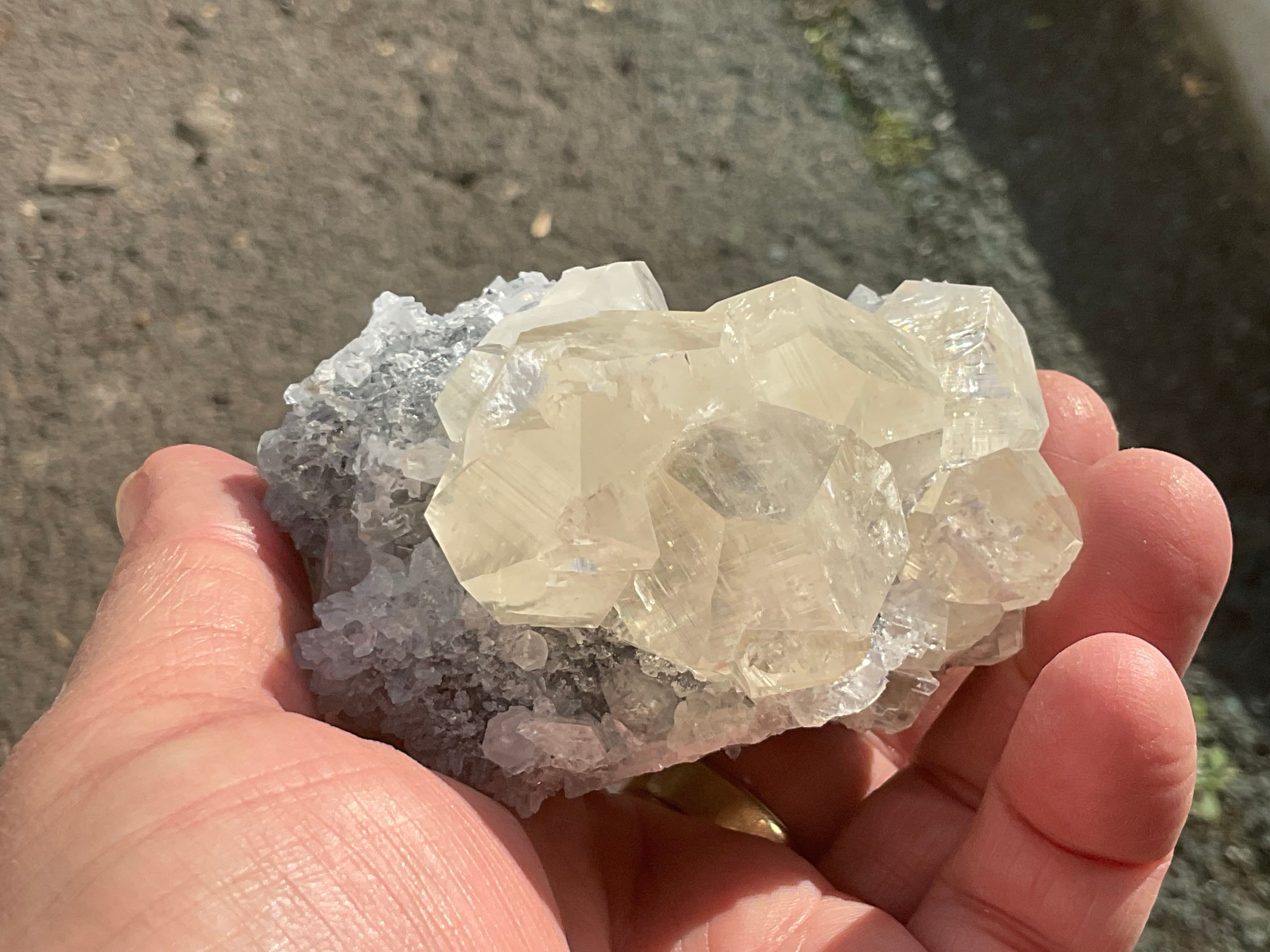 312g Large Diamond Calcite on Needle Quartz 3A from Fujian, China