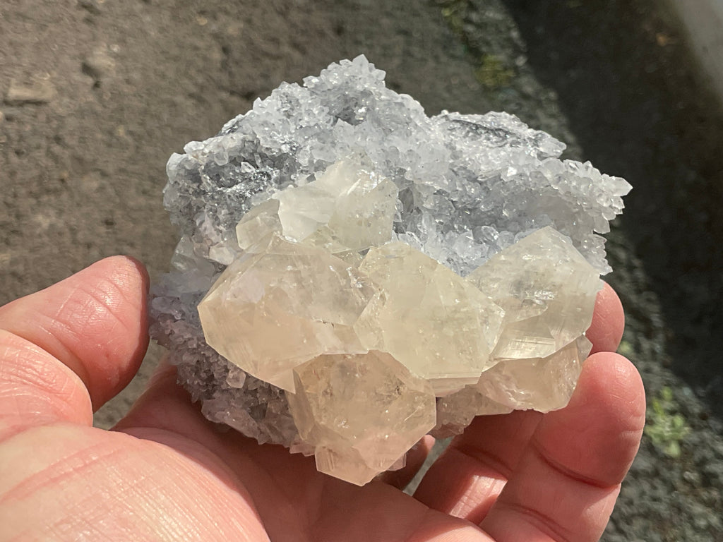 312g Large Diamond Calcite on Needle Quartz 3A from Fujian, China