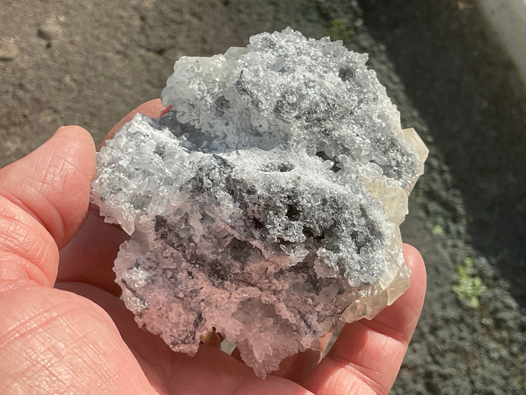 312g Large Diamond Calcite on Needle Quartz 3A from Fujian, China