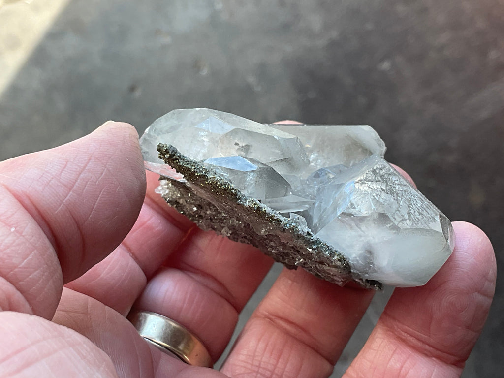 70g Large Diamond Calcite on Pyrite/Chalcedony on Druzy Quartz Matrix Speximen 2C from Fujian, China